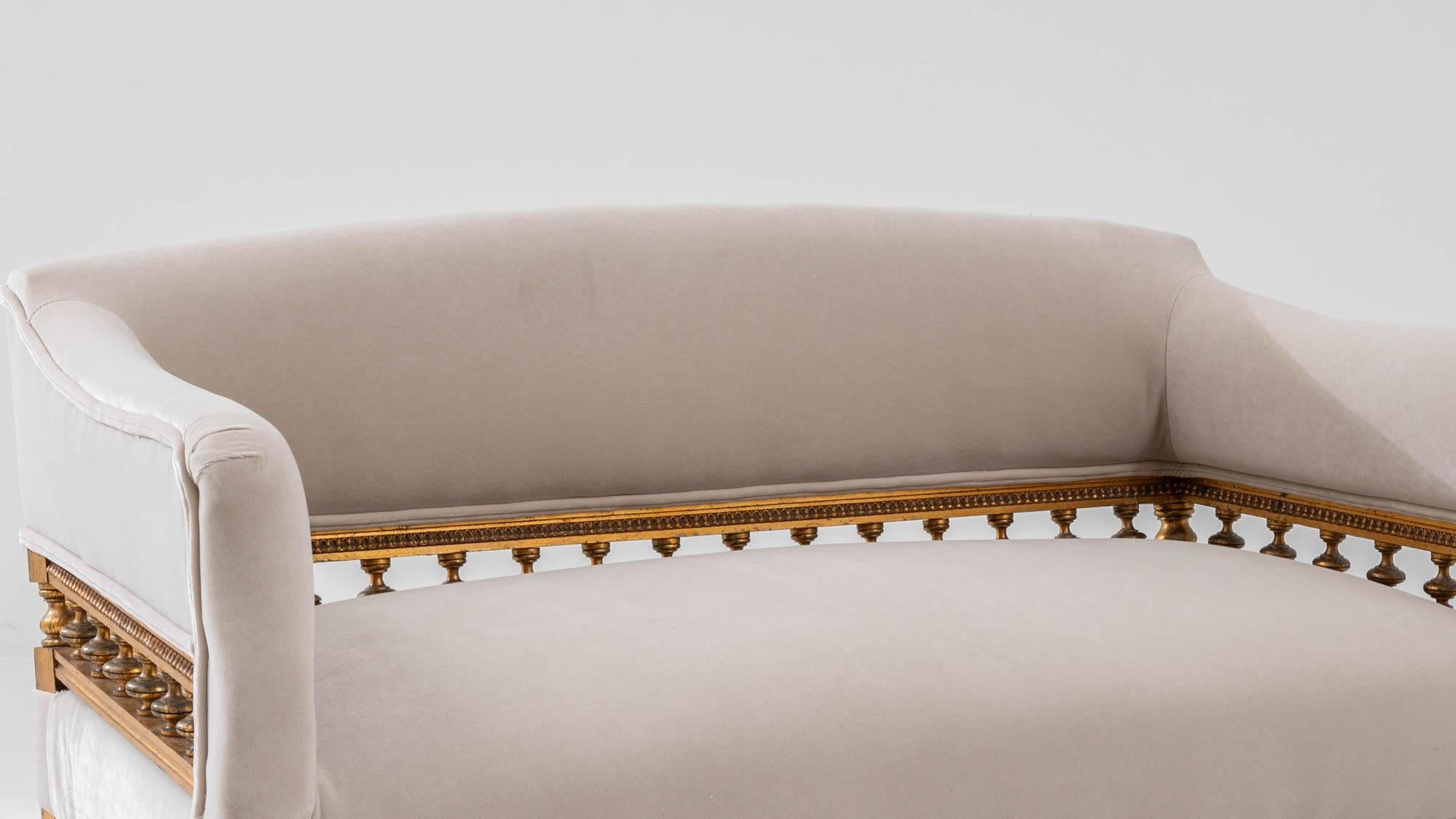 19th Century French White Upholstered Sofa 2