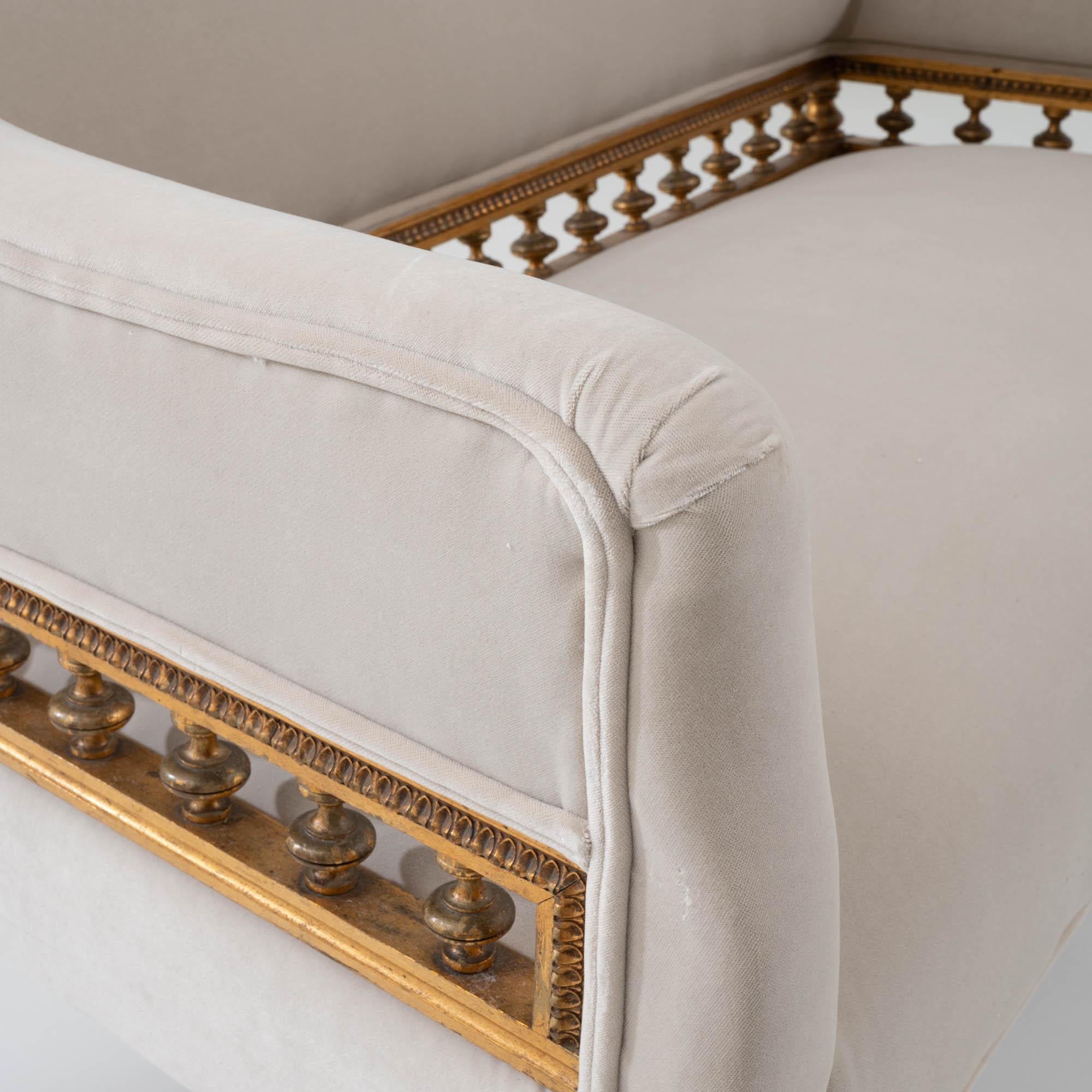 19th Century French White Upholstered Sofa 3