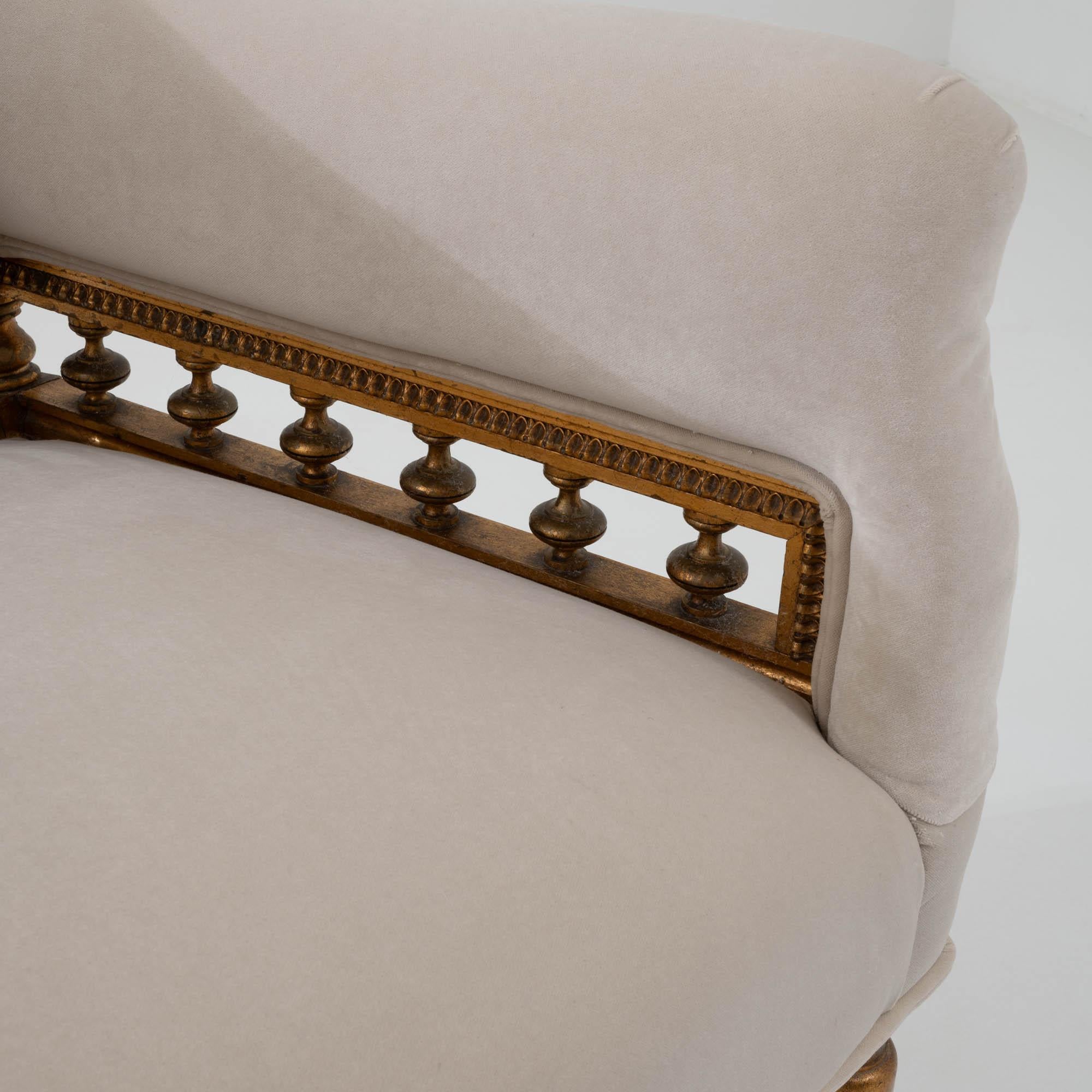 19th Century French White Upholstered Sofa 4