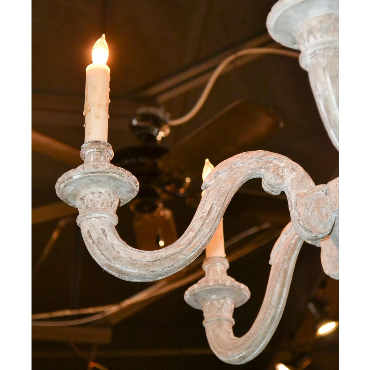 19th Century French White-Washed Chandelier In Good Condition In Dallas, TX