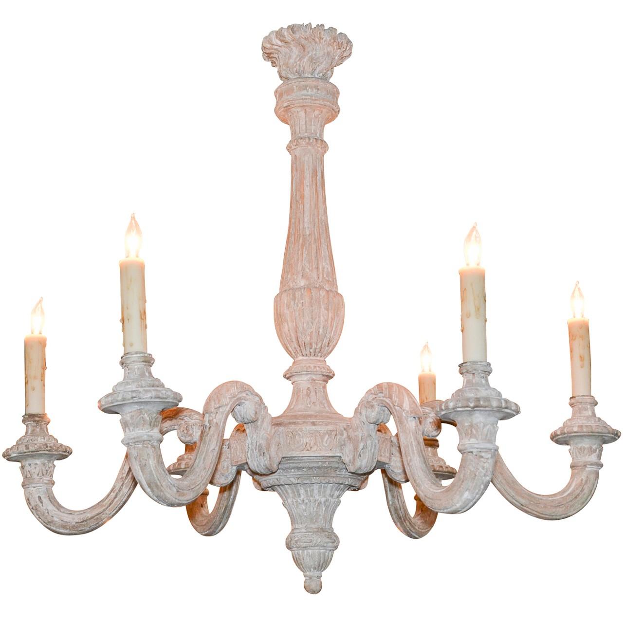 19th Century French White-Washed Chandelier