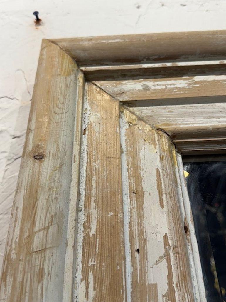 Wood 19th Century French White-Washed Mirror For Sale