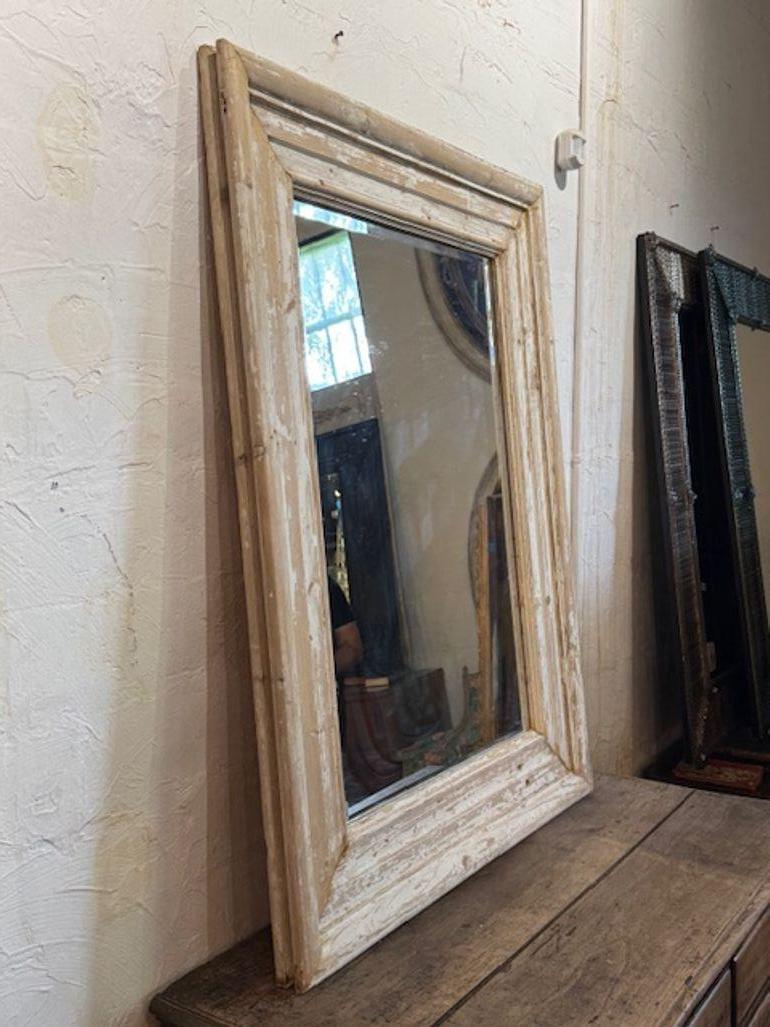 19th Century French White-Washed Mirror For Sale 1