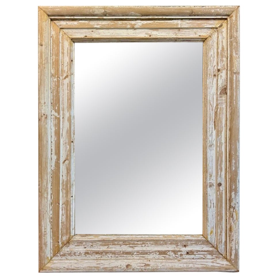 19th Century French White-Washed Mirror For Sale