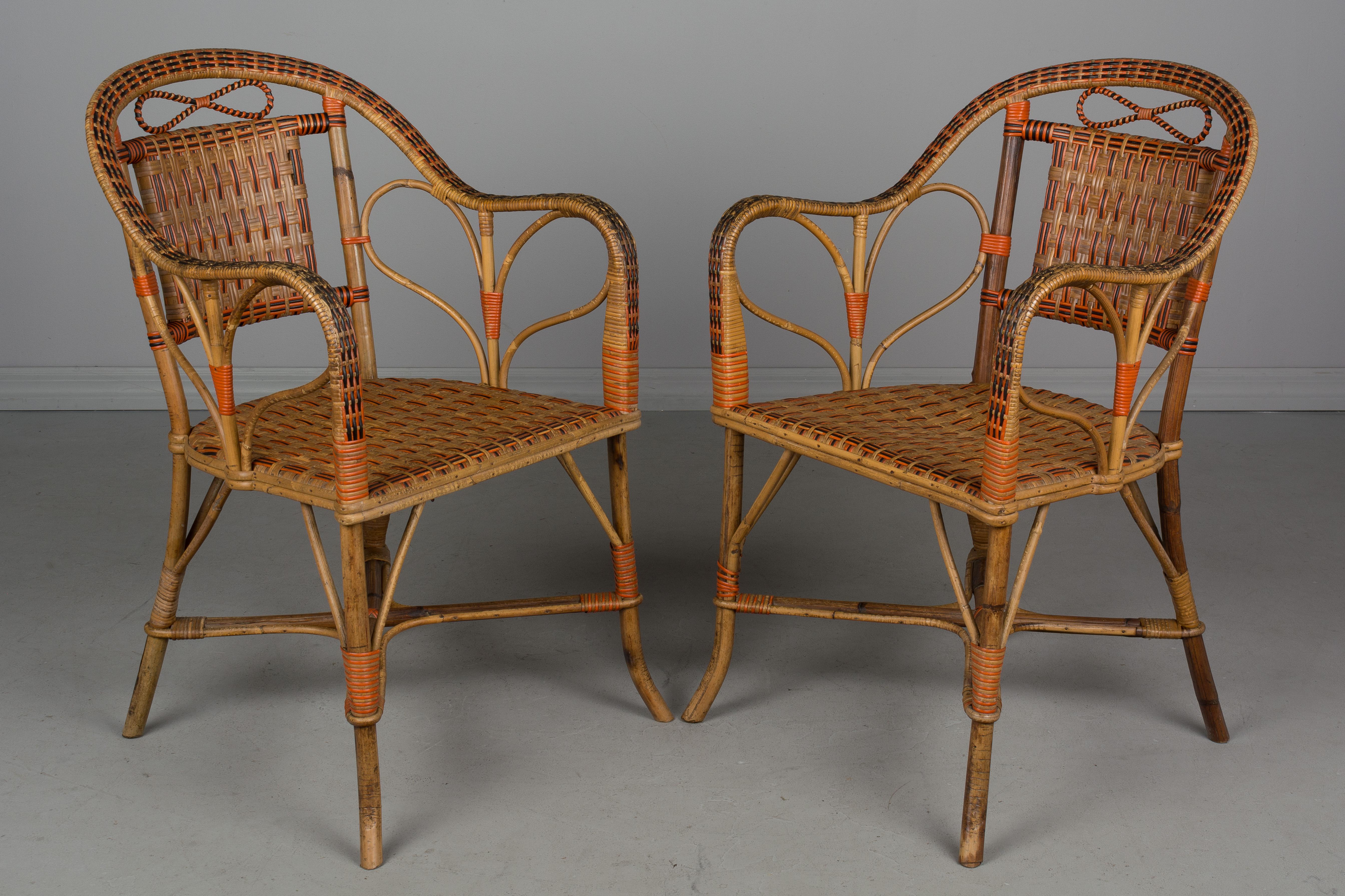 19th Century French Wicker Rattan Dining Set 3