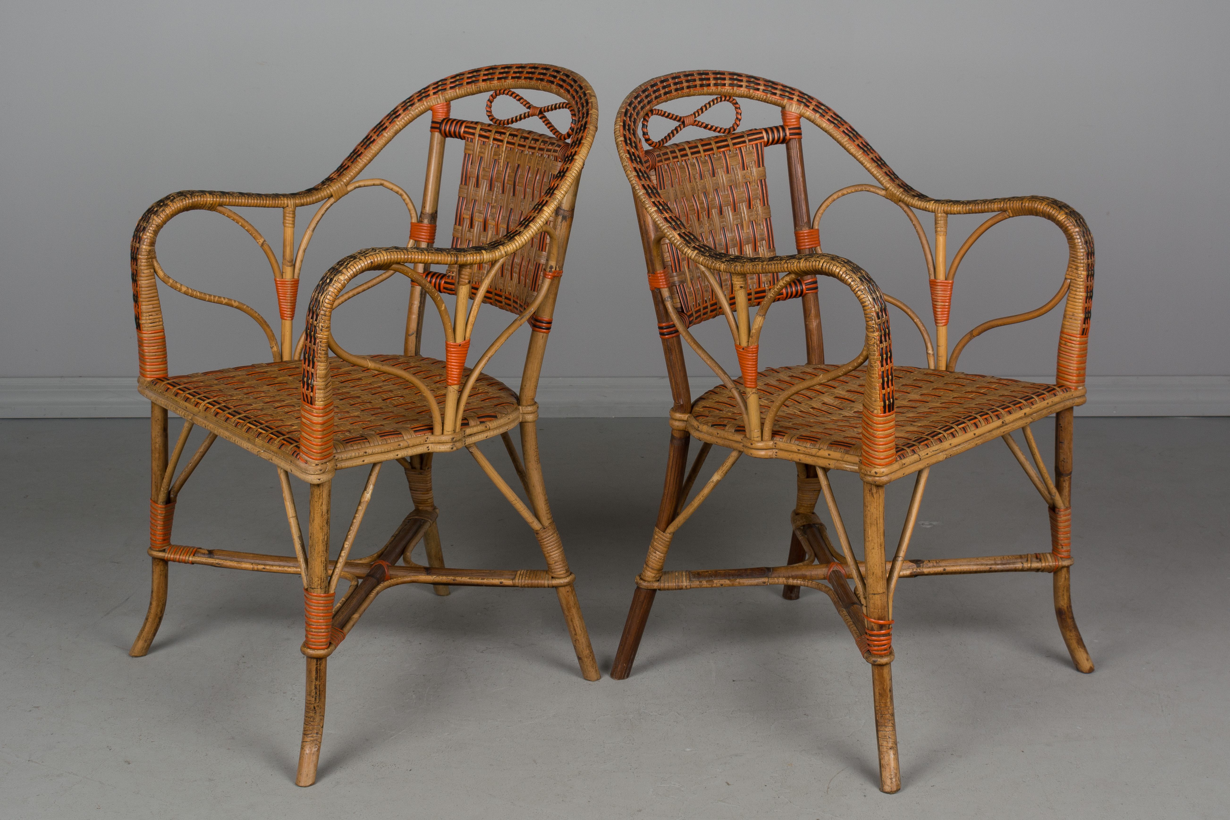 19th Century French Wicker Rattan Dining Set 4