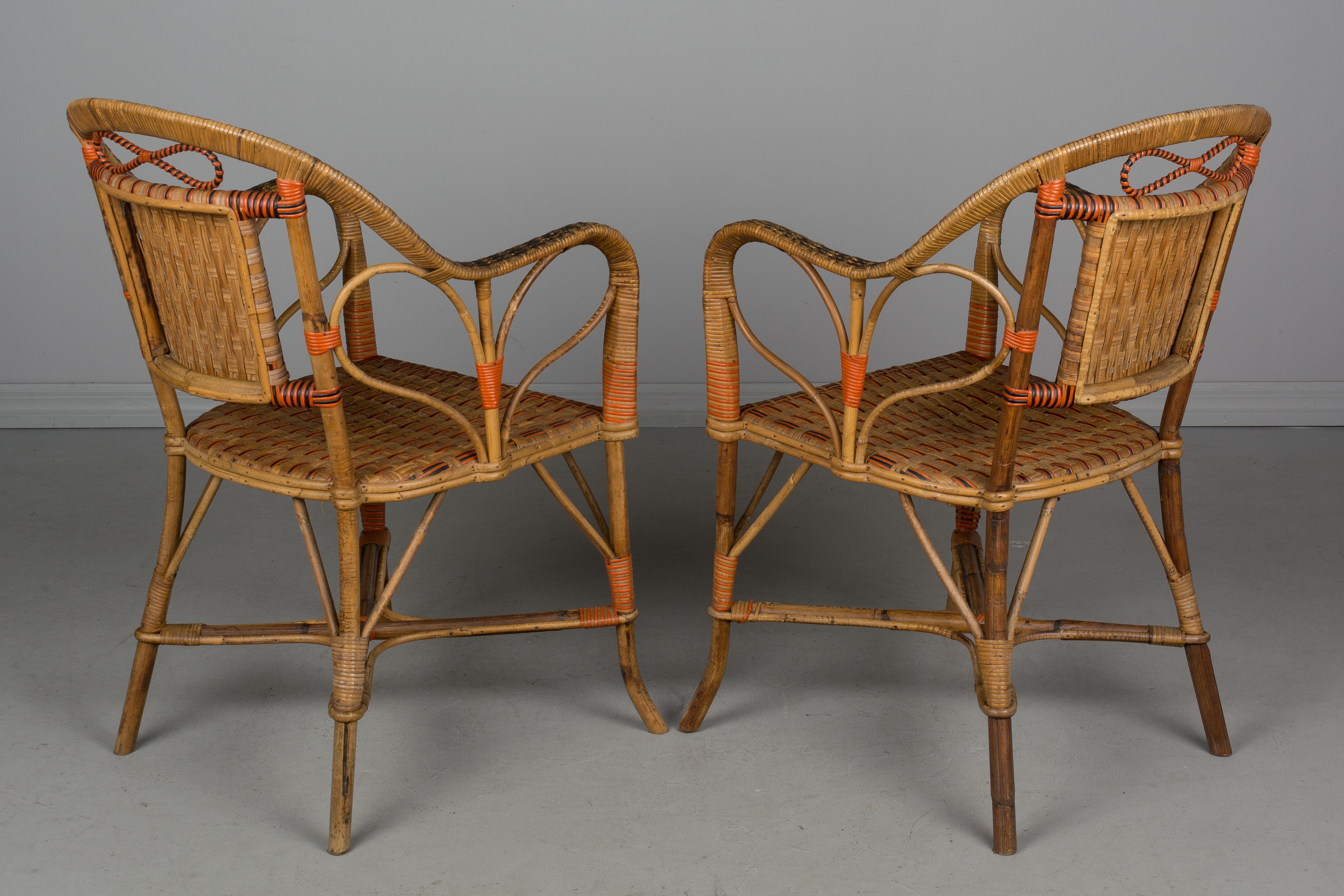 19th Century French Wicker Rattan Dining Set 5