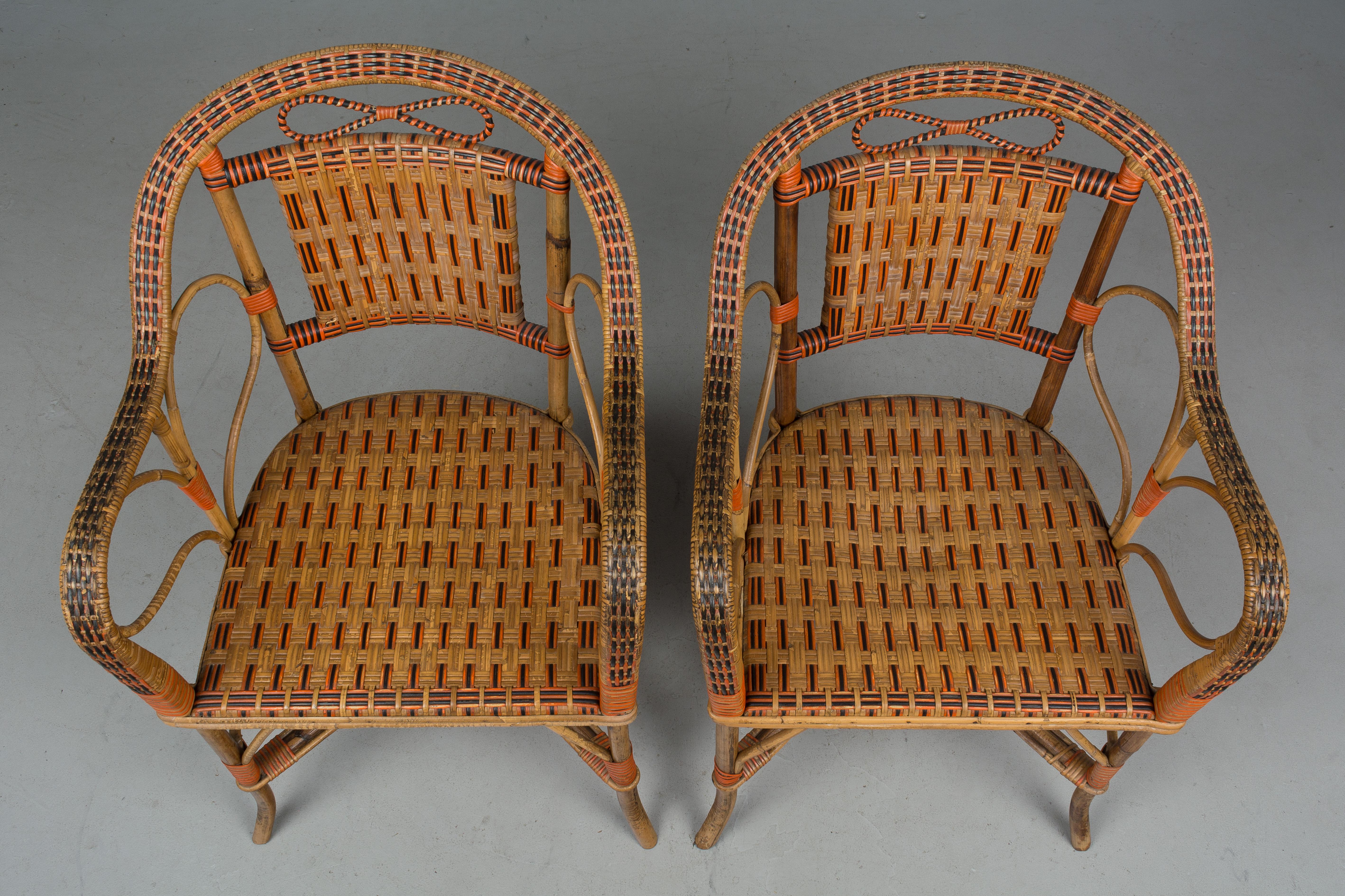 19th Century French Wicker Rattan Dining Set 6