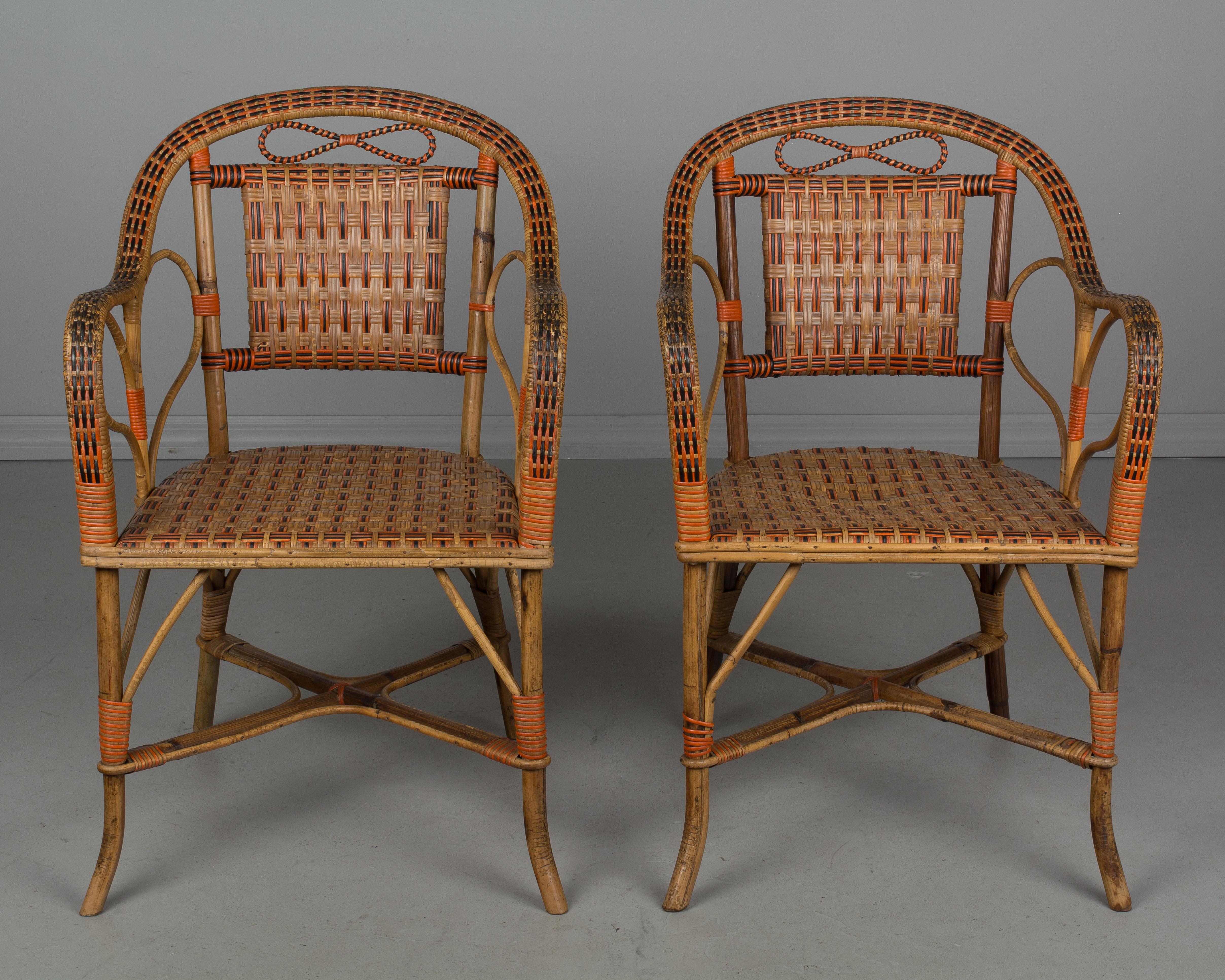 20th Century 19th Century French Wicker Rattan Dining Set