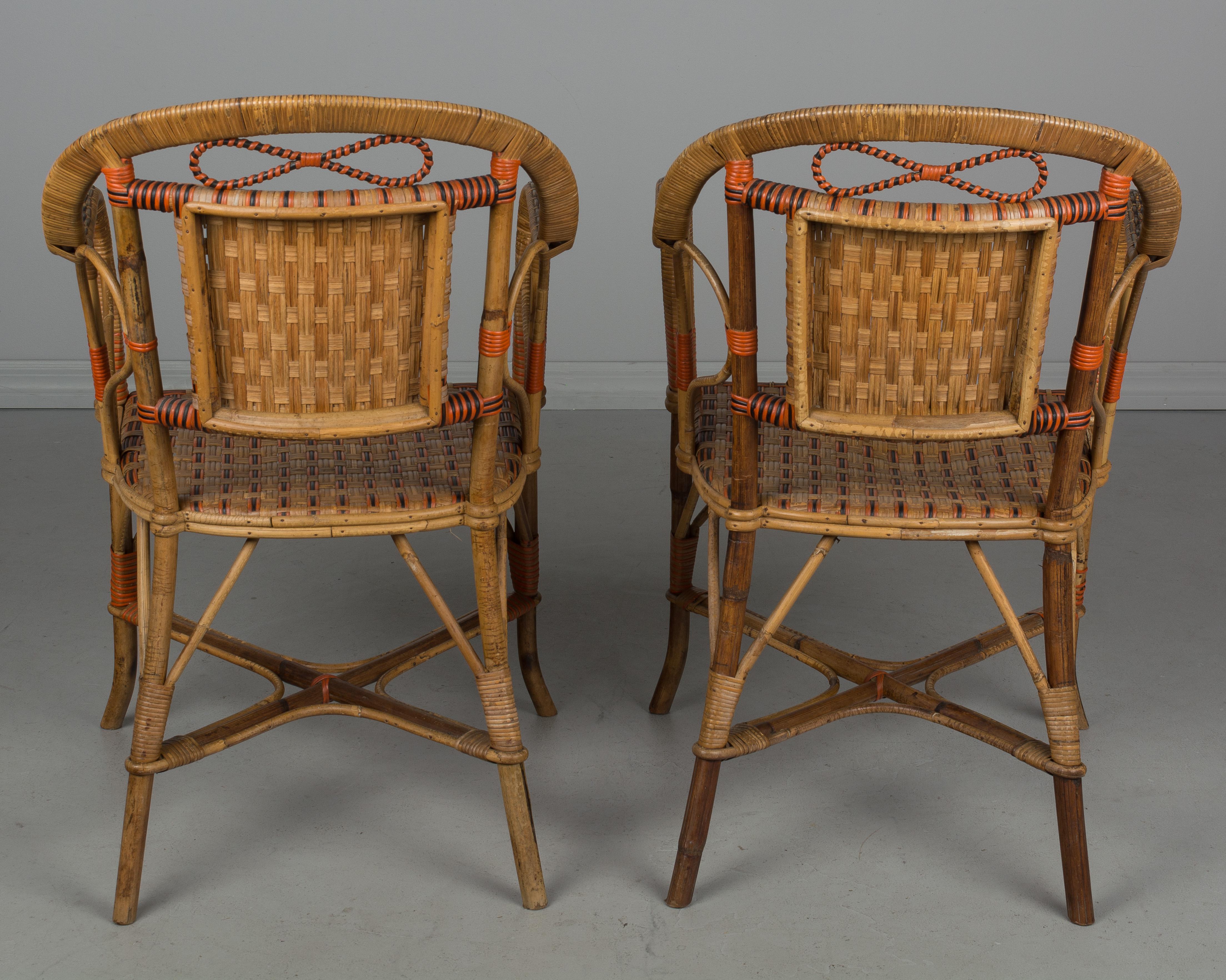 Bamboo 19th Century French Wicker Rattan Dining Set