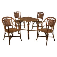 19th Century French Wicker Rattan Dining Set