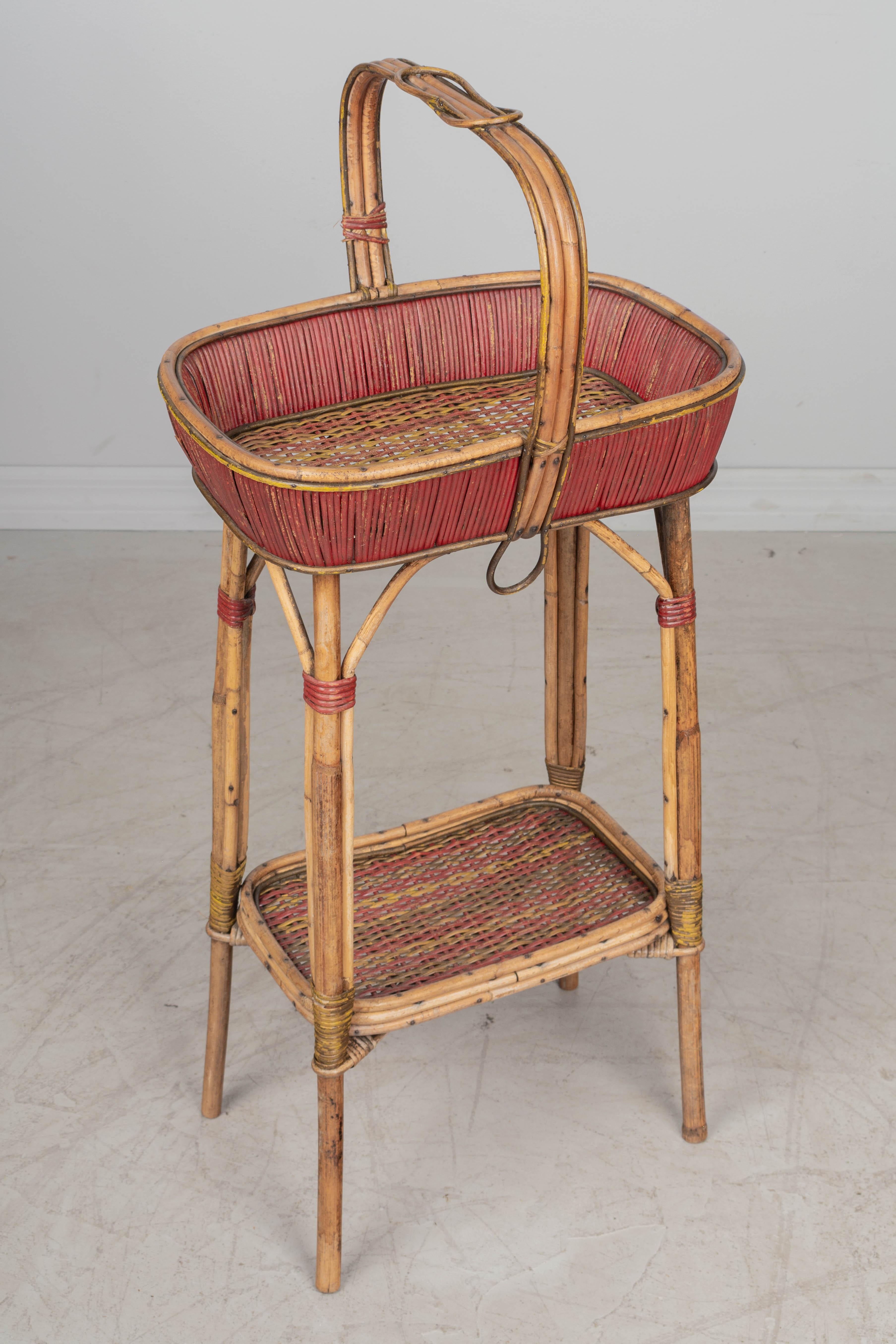 Hand-Crafted 19th Century French Wicker Stand For Sale
