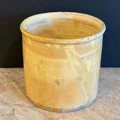 Vasella da confit francese del XIX secolo, larga, con smalto giallo