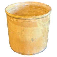 Vasella da confit francese del XIX secolo, larga, con smalto giallo