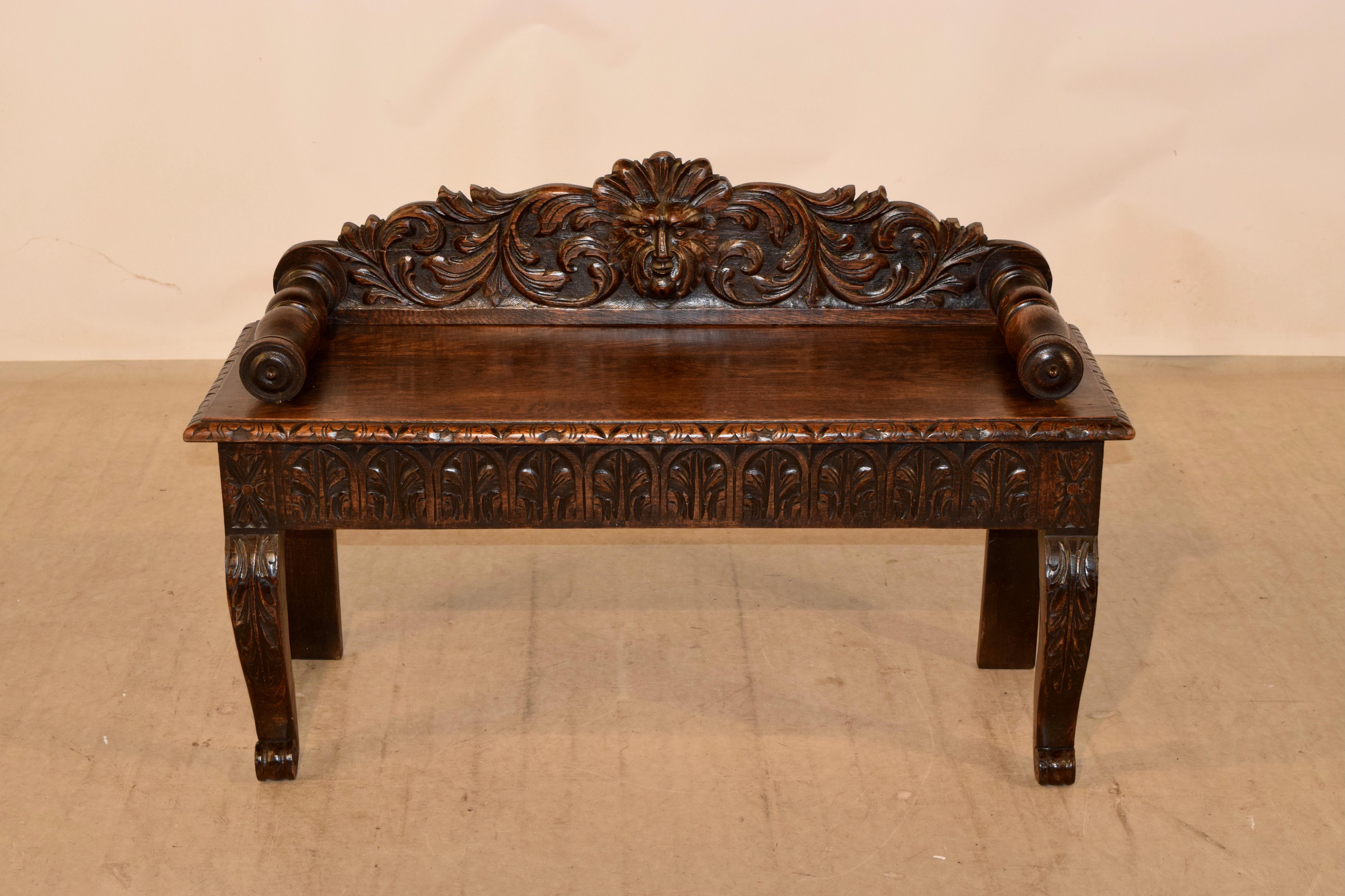Hand-Carved 19th Century French Window Seat For Sale