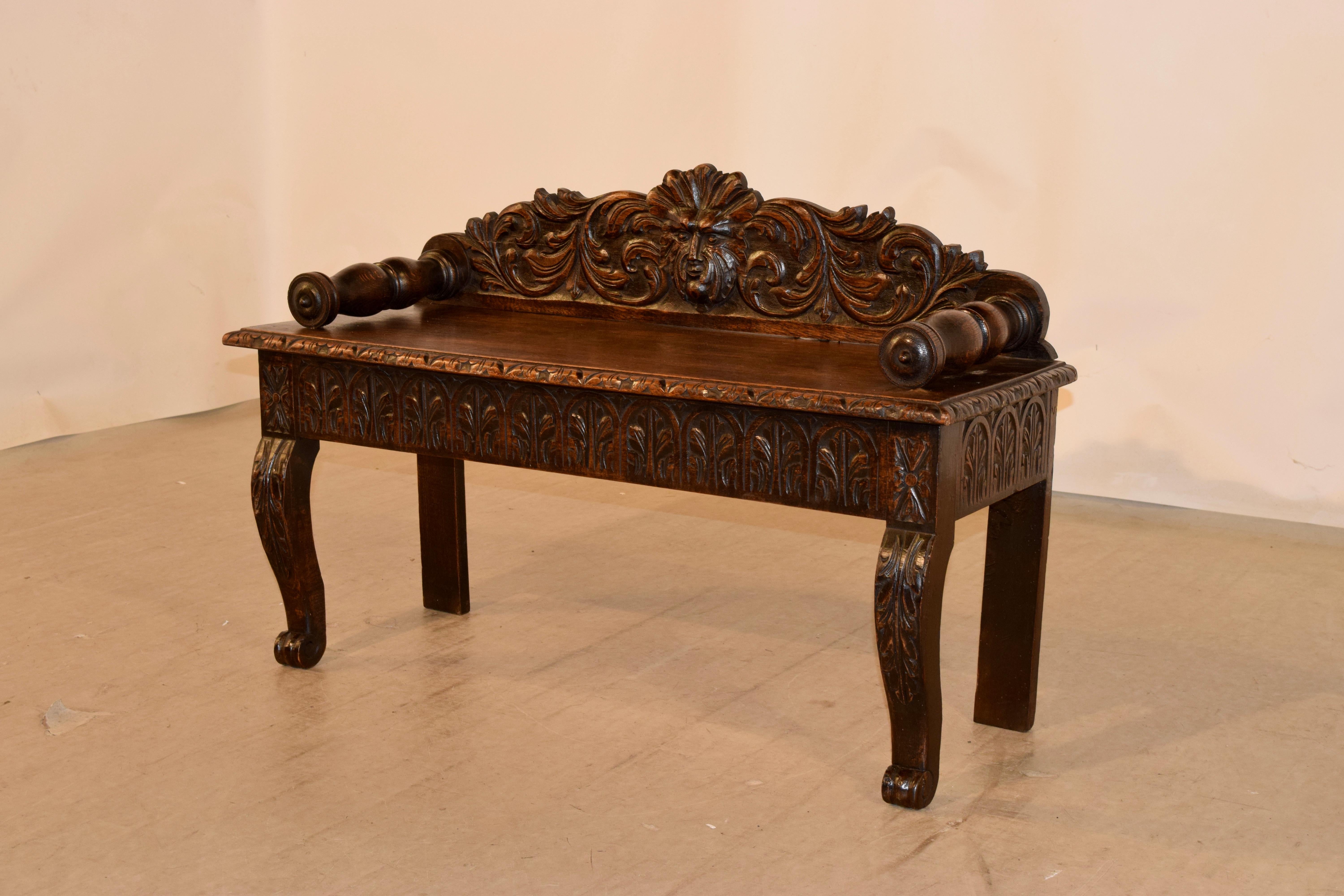 Oak 19th Century French Window Seat For Sale