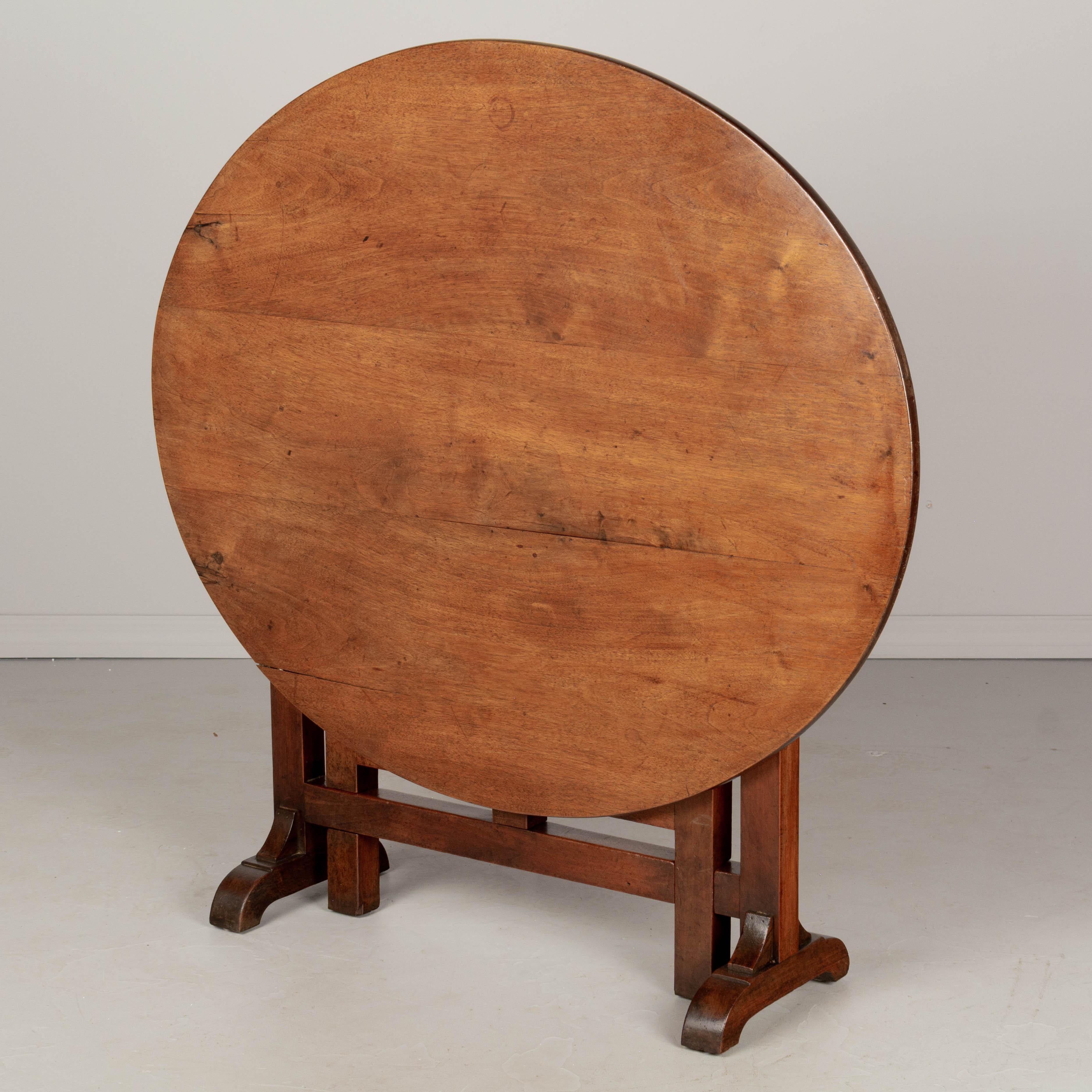 Walnut 19th Century French Wine Tasting Table or Tilt-Top Table
