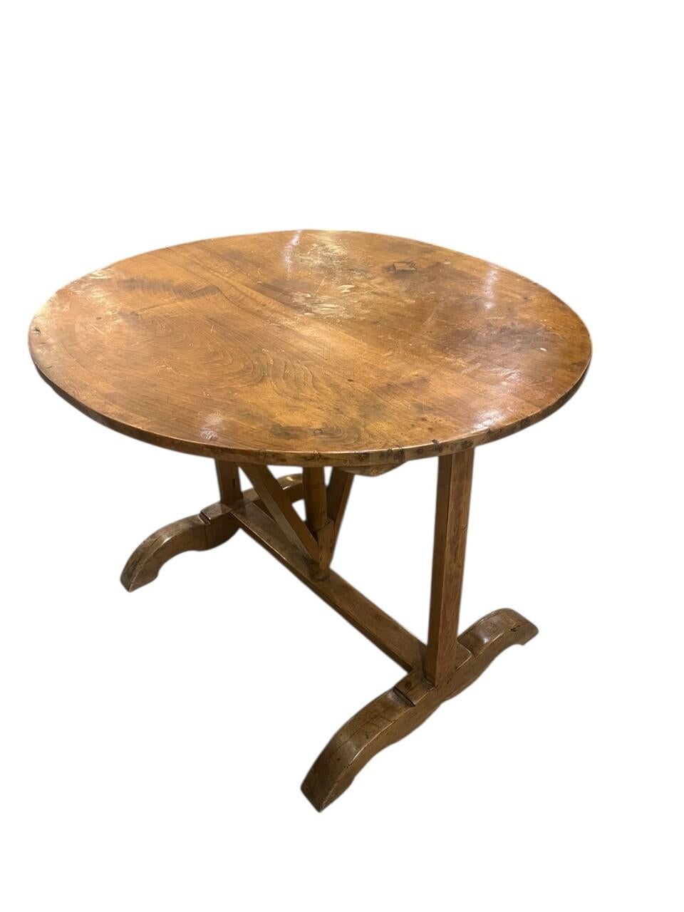 19th Century French Wine Tasting Oval Tilt Top Table in what appears to be walnut