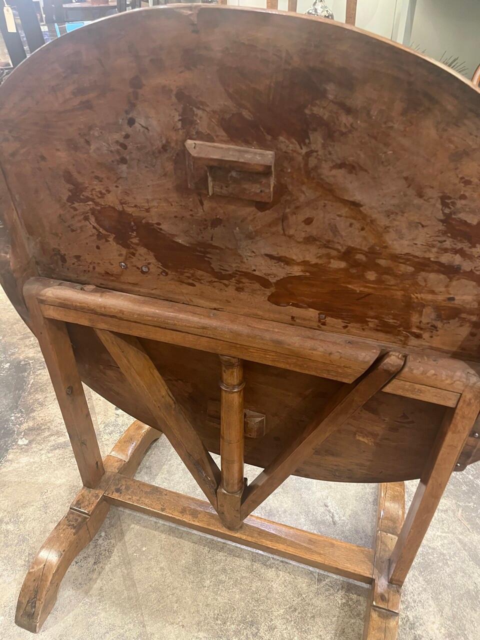 Wood 19th Century French Wine Tasting Tilt Top Table For Sale