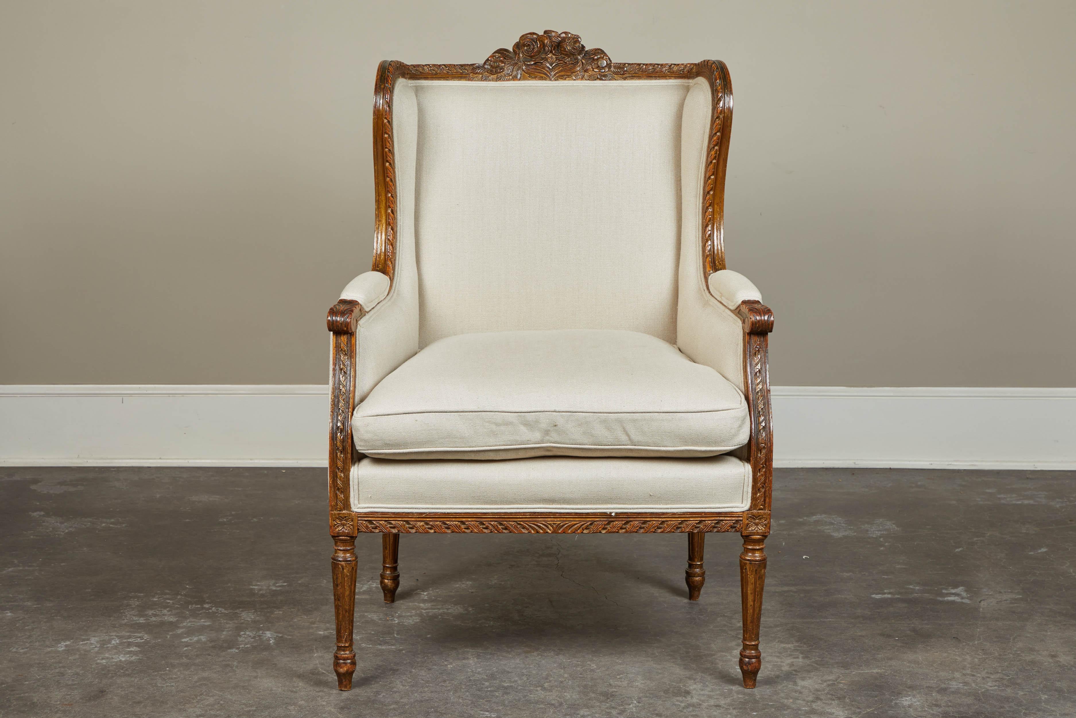 19th Century French Wing Back Chair 4
