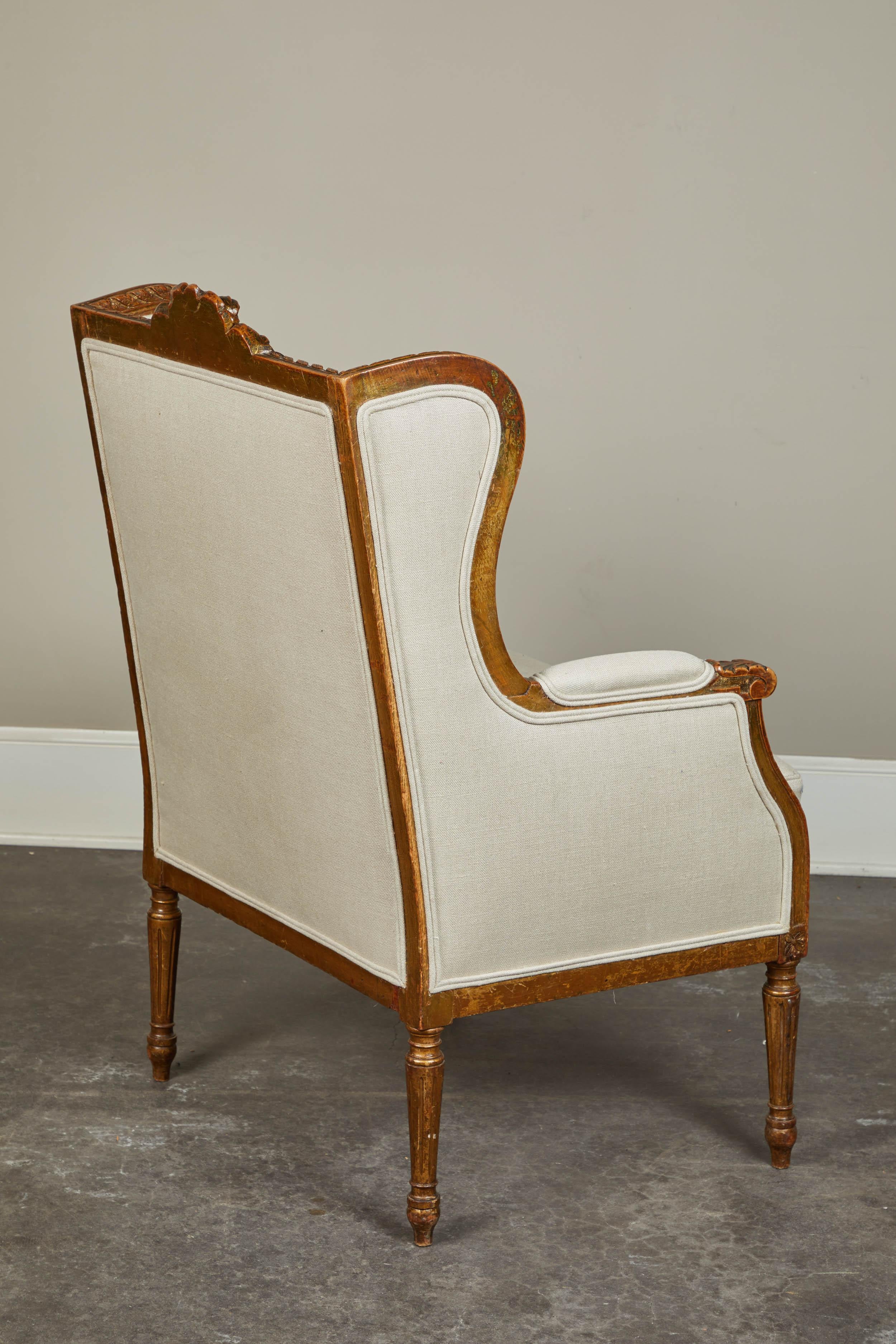 19th Century French Wing Back Chair In Good Condition In Pasadena, CA