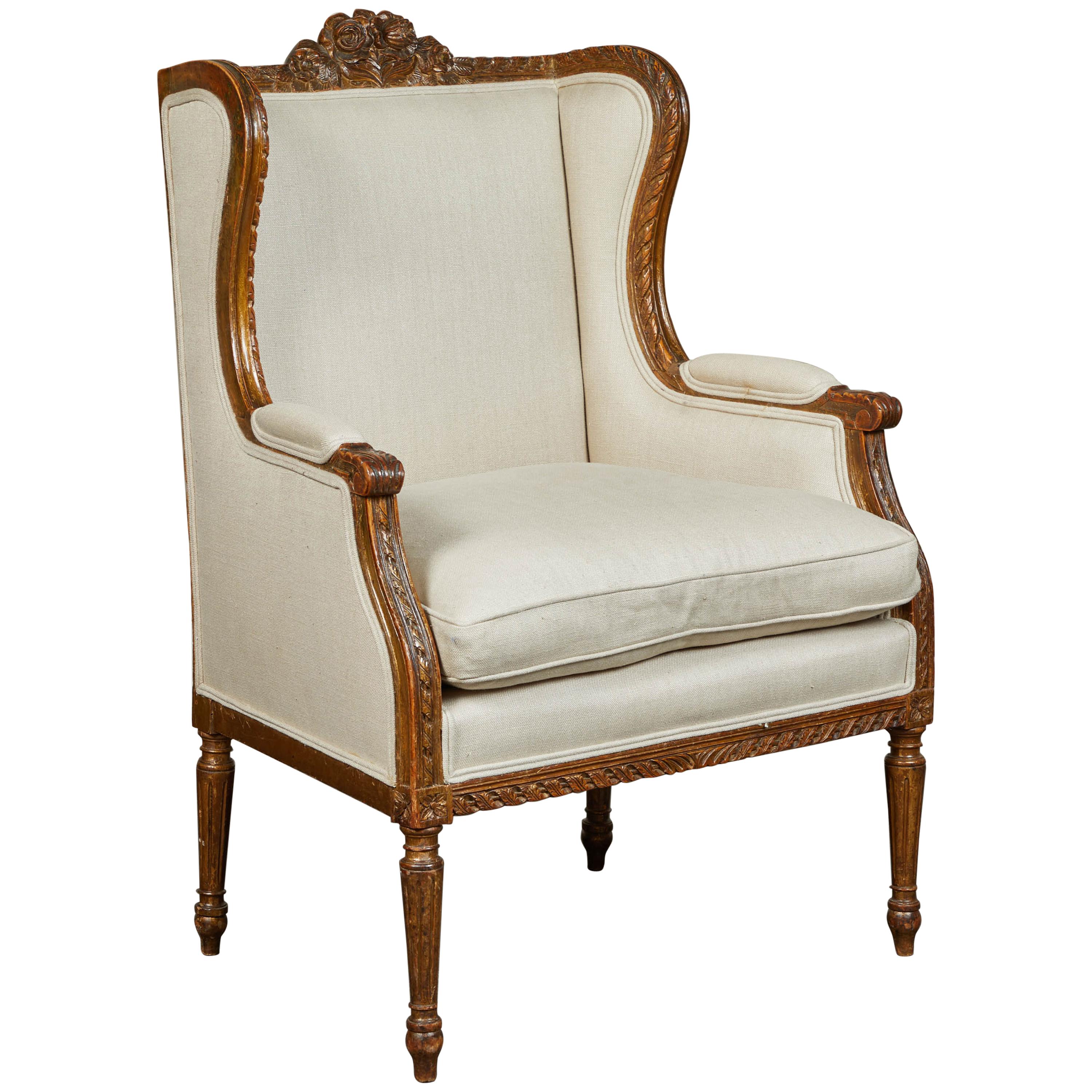19th Century French Wing Back Chair