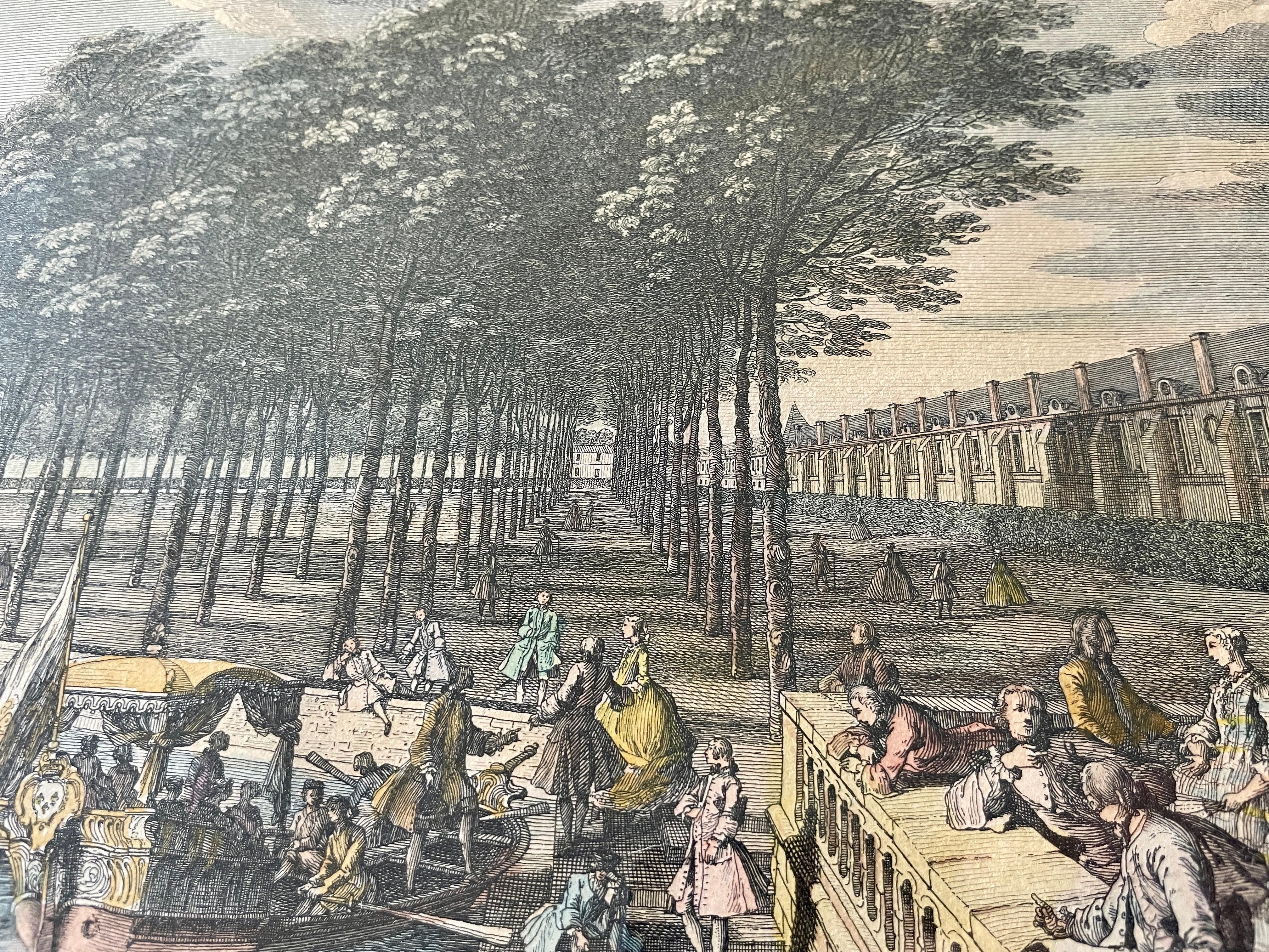 19th Century French Wing of the Château De Fontainebleau Scene Lithograph For Sale 2