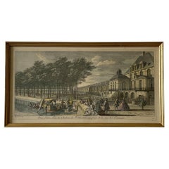 Antique 19th Century French Wing of the Château De Fontainebleau Scene Lithograph