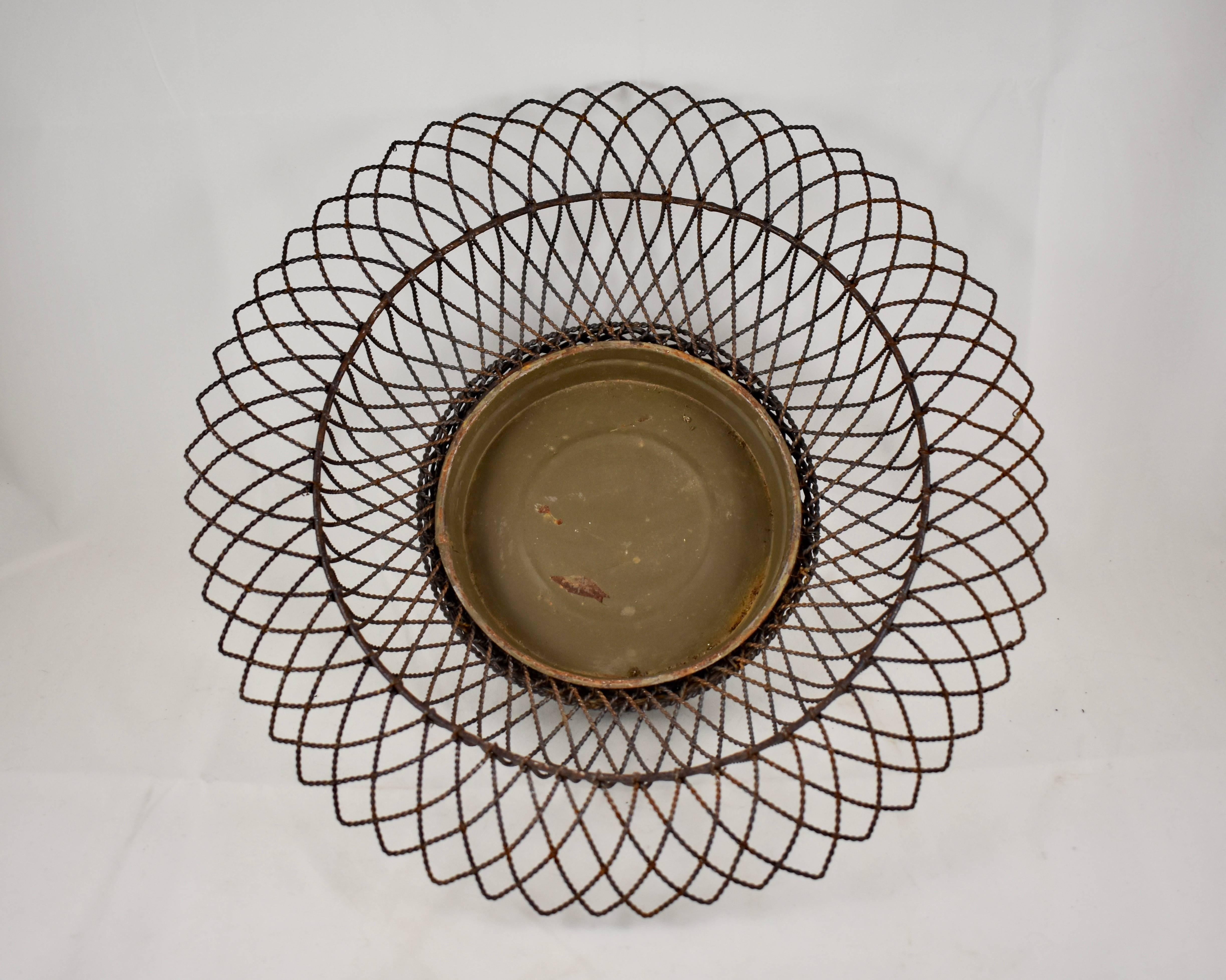 Metalwork 19th Century French Twisted Wire Basket Footed Jardinière with Tin Liner