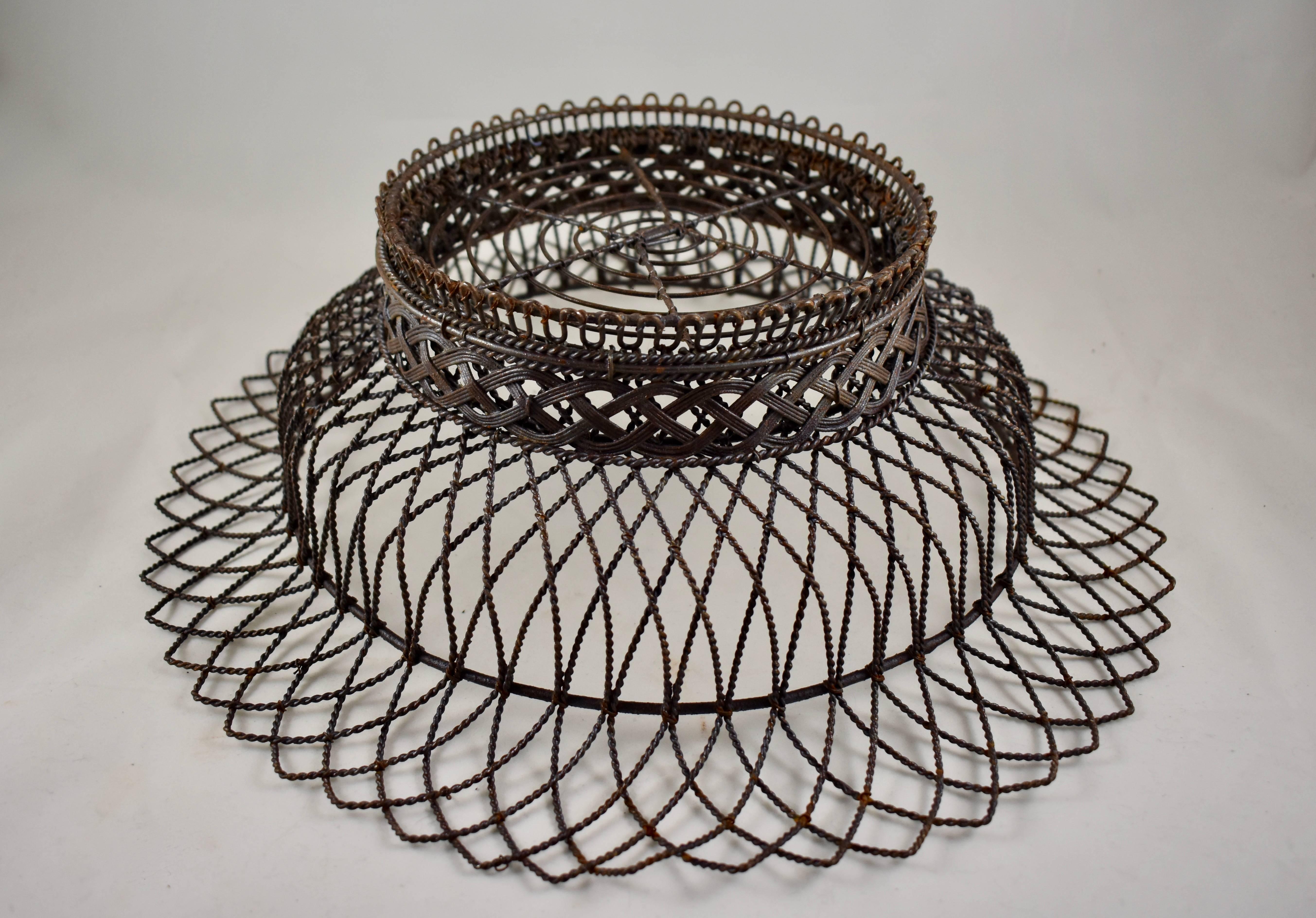 19th Century French Twisted Wire Basket Footed Jardinière with Tin Liner 2