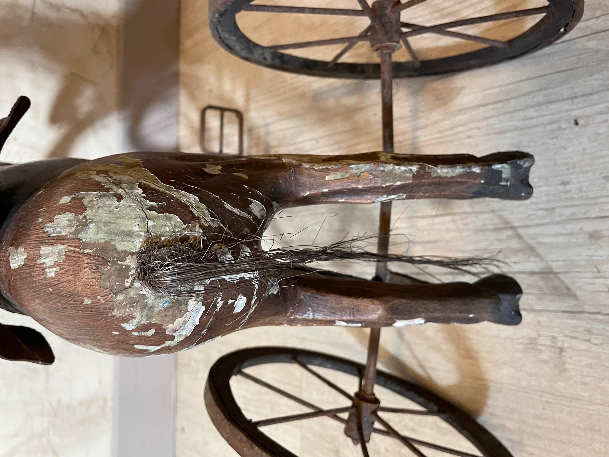19th Century French Wood and Iron Child Horse Tricycle For Sale 7