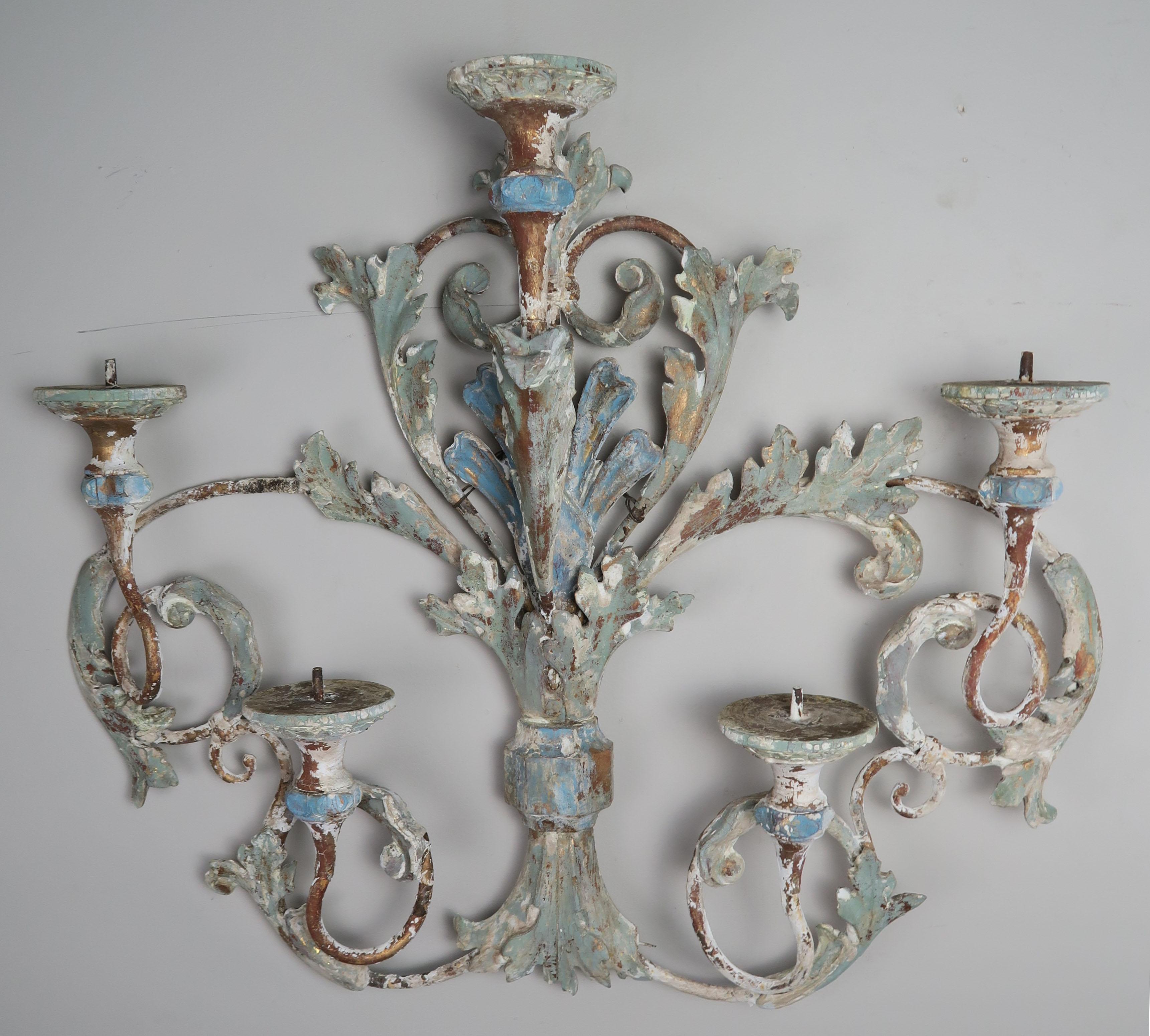 19th Century French Wood and Iron Painted Carving 7