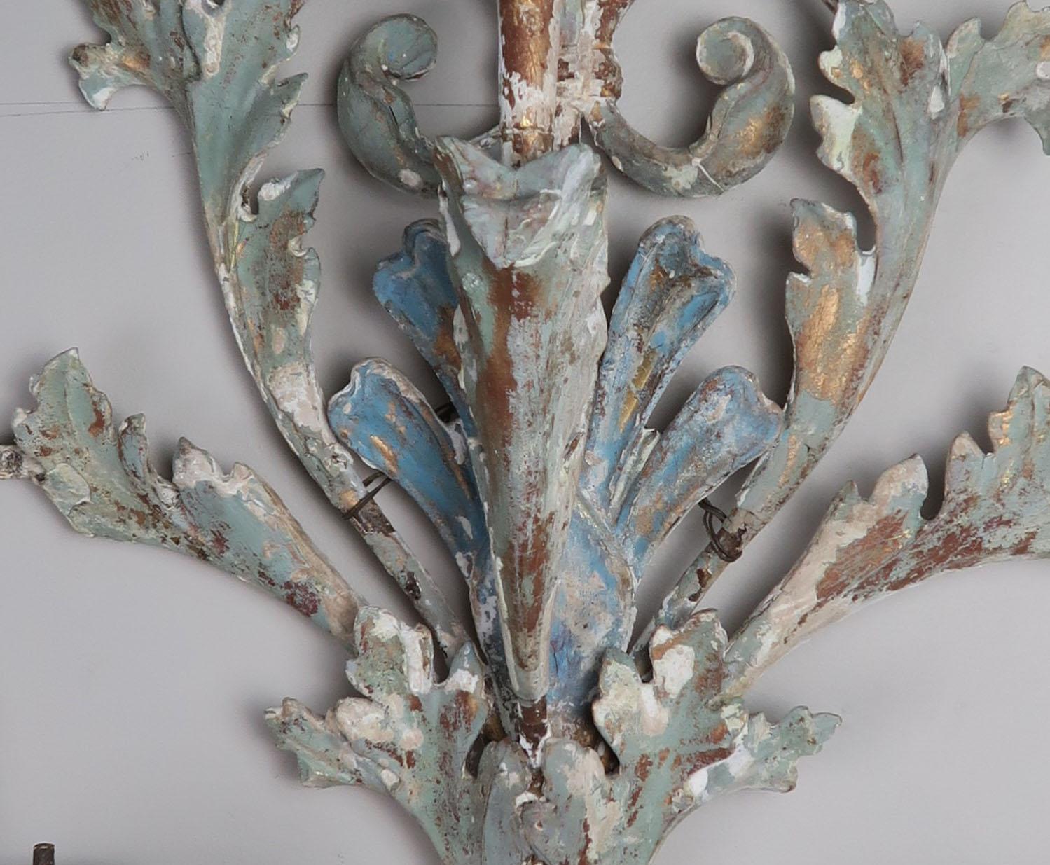 19th Century French Wood and Iron Painted Carving 4