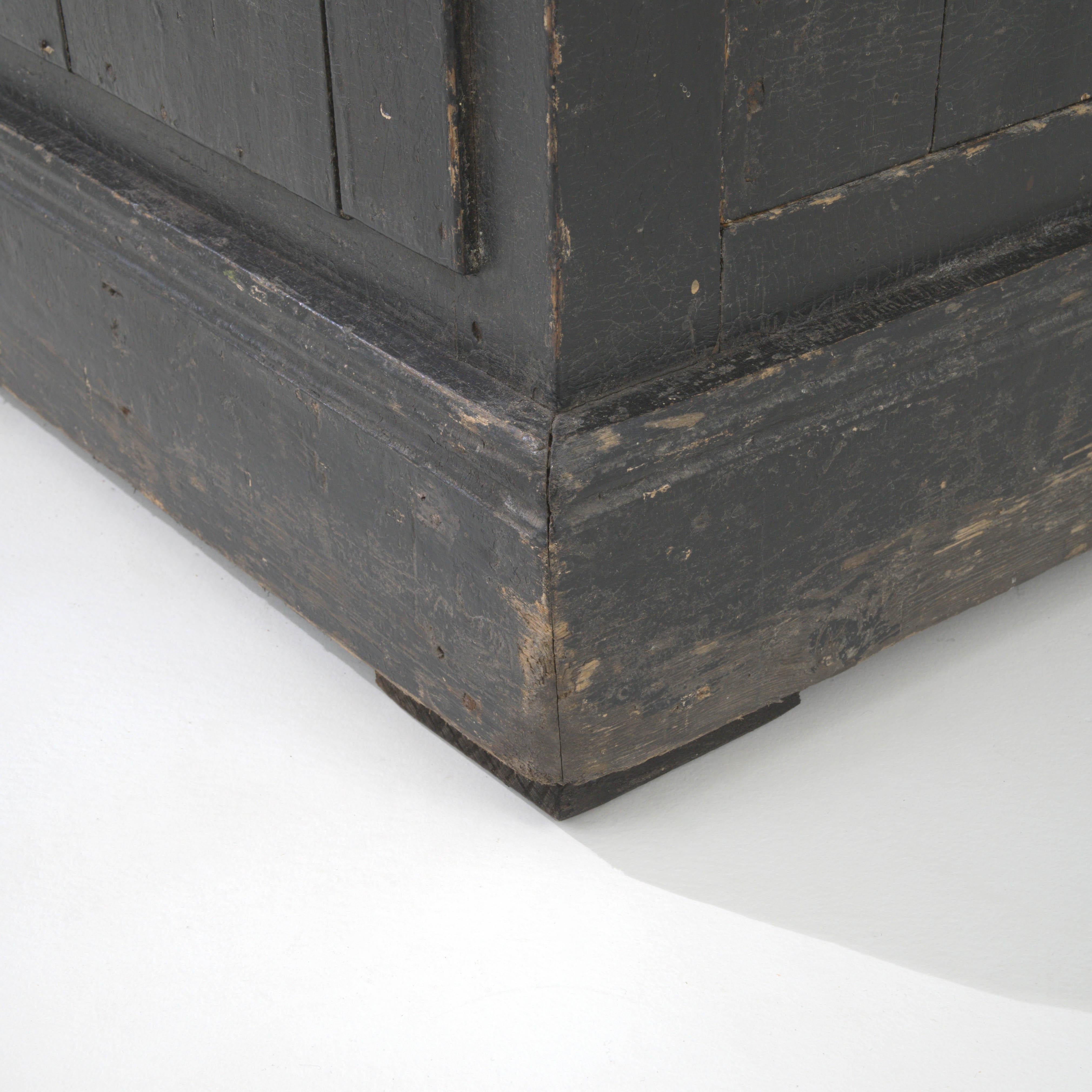 19th Century French Wood Black Patinated Buffet With Marble Top For Sale 8