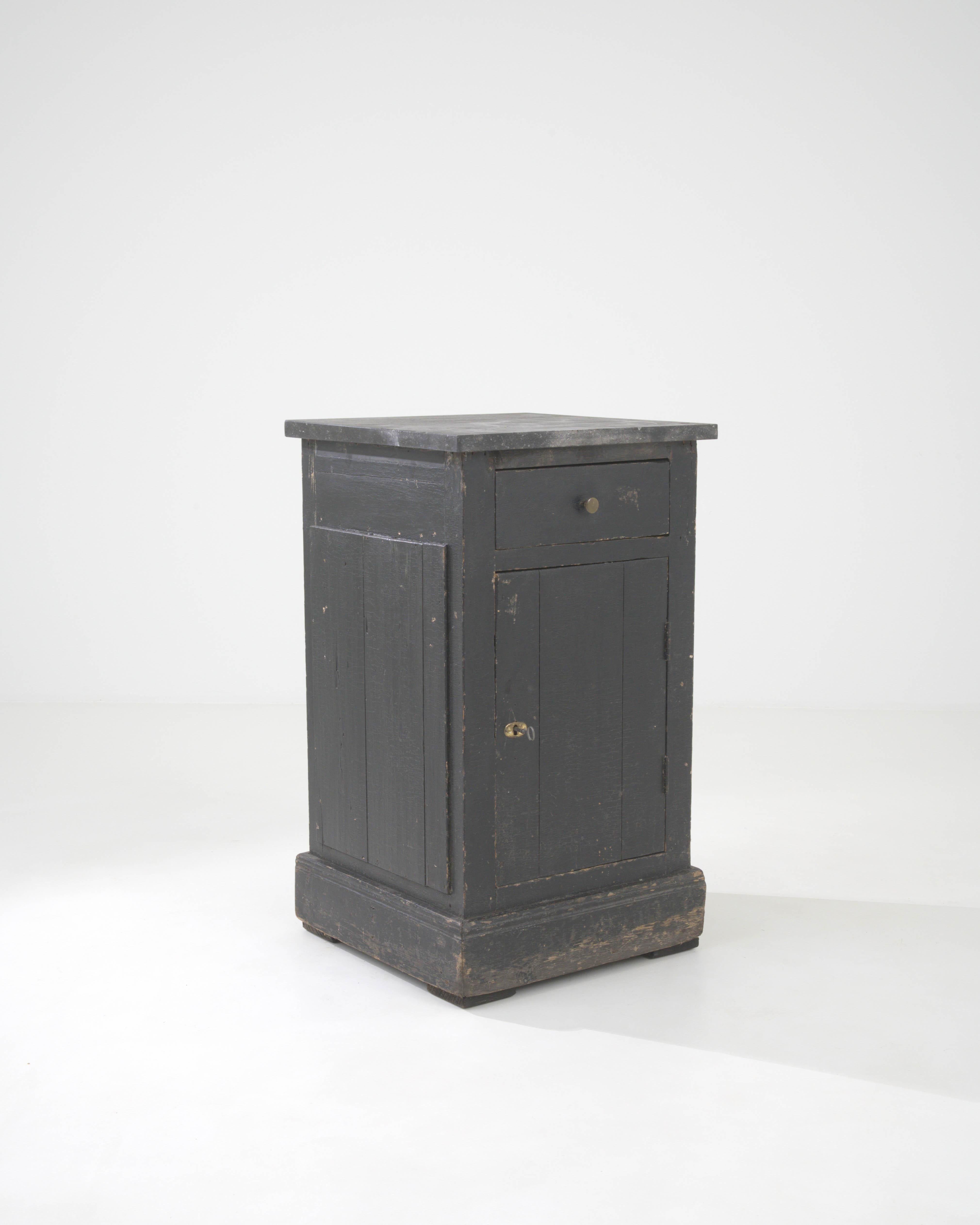 19th Century French Wood Black Patinated Buffet With Marble Top For Sale 4