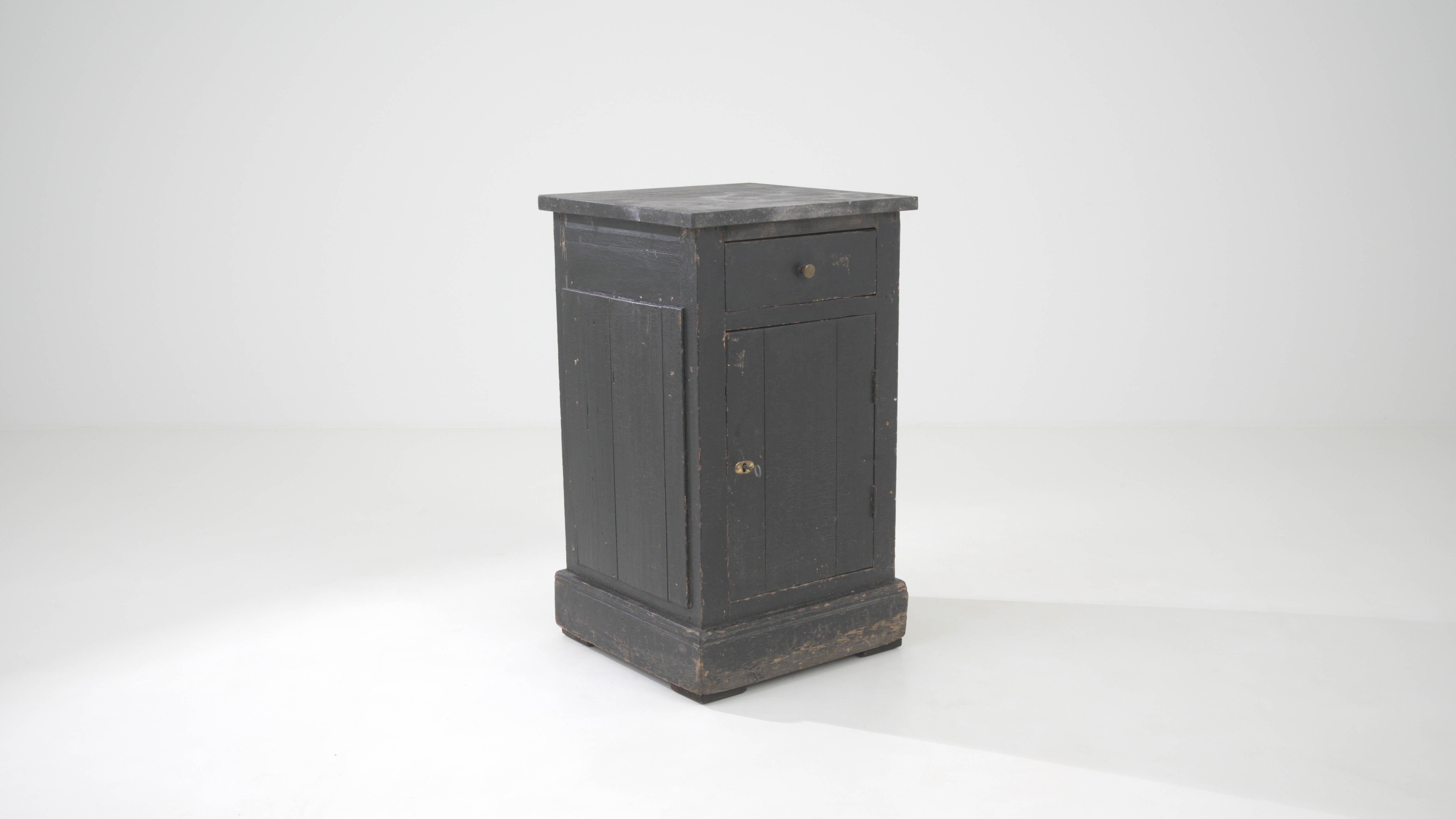 19th Century French Wood Black Patinated Buffet With Marble Top For Sale 5