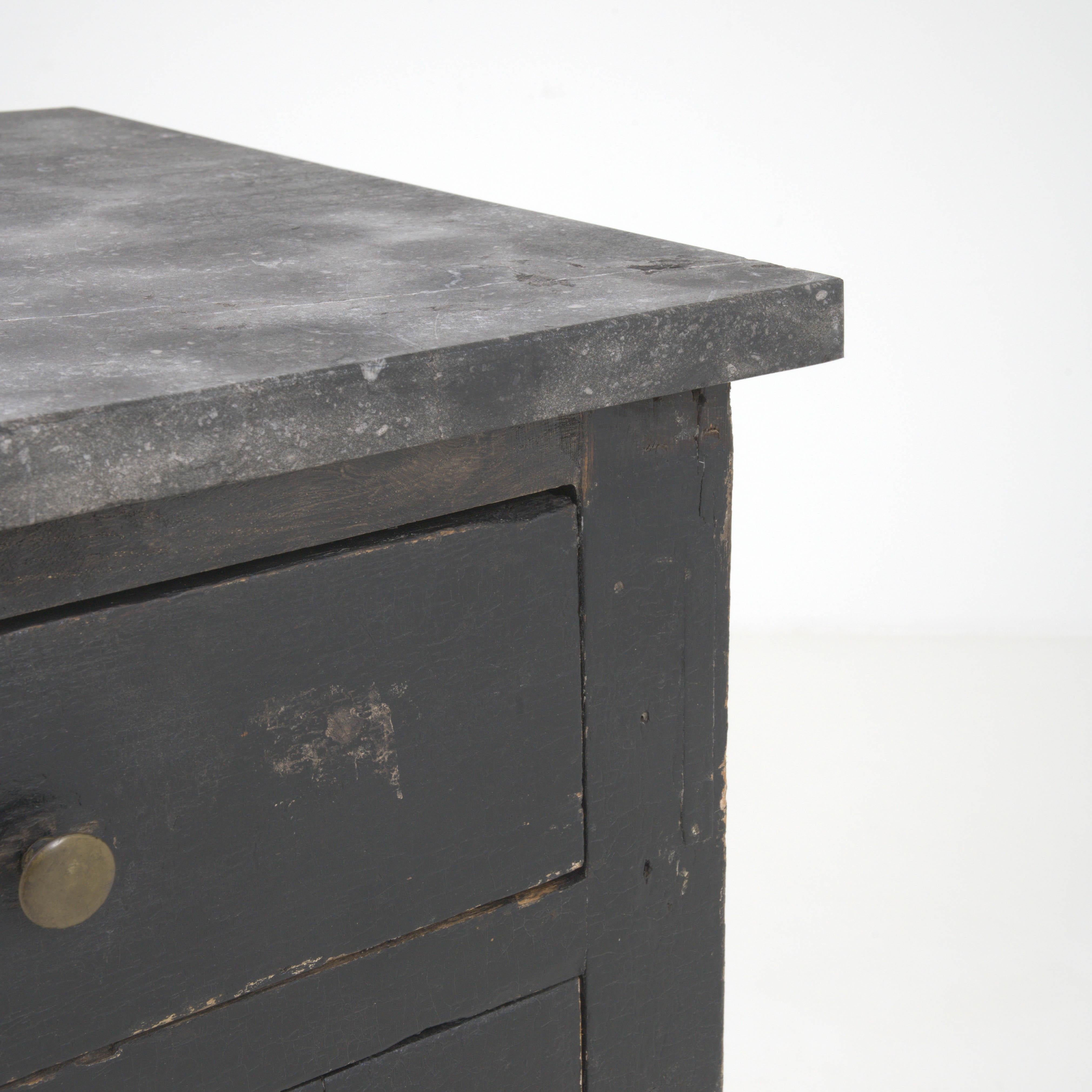 19th Century French Wood Black Patinated Buffet With Marble Top For Sale 6
