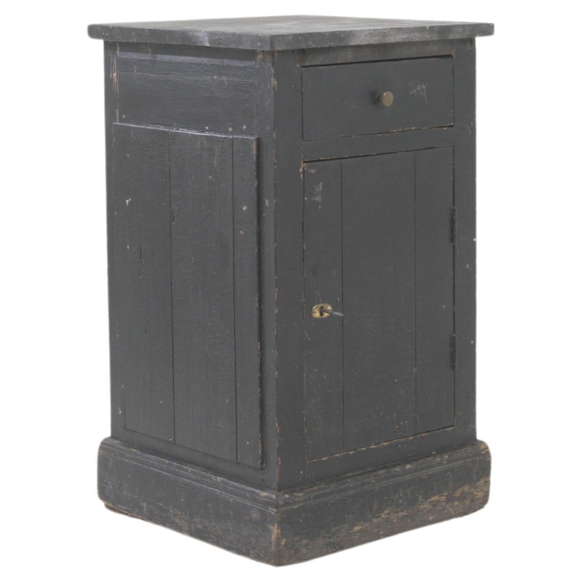 19th Century French Wood Black Patinated Buffet With Marble Top For Sale