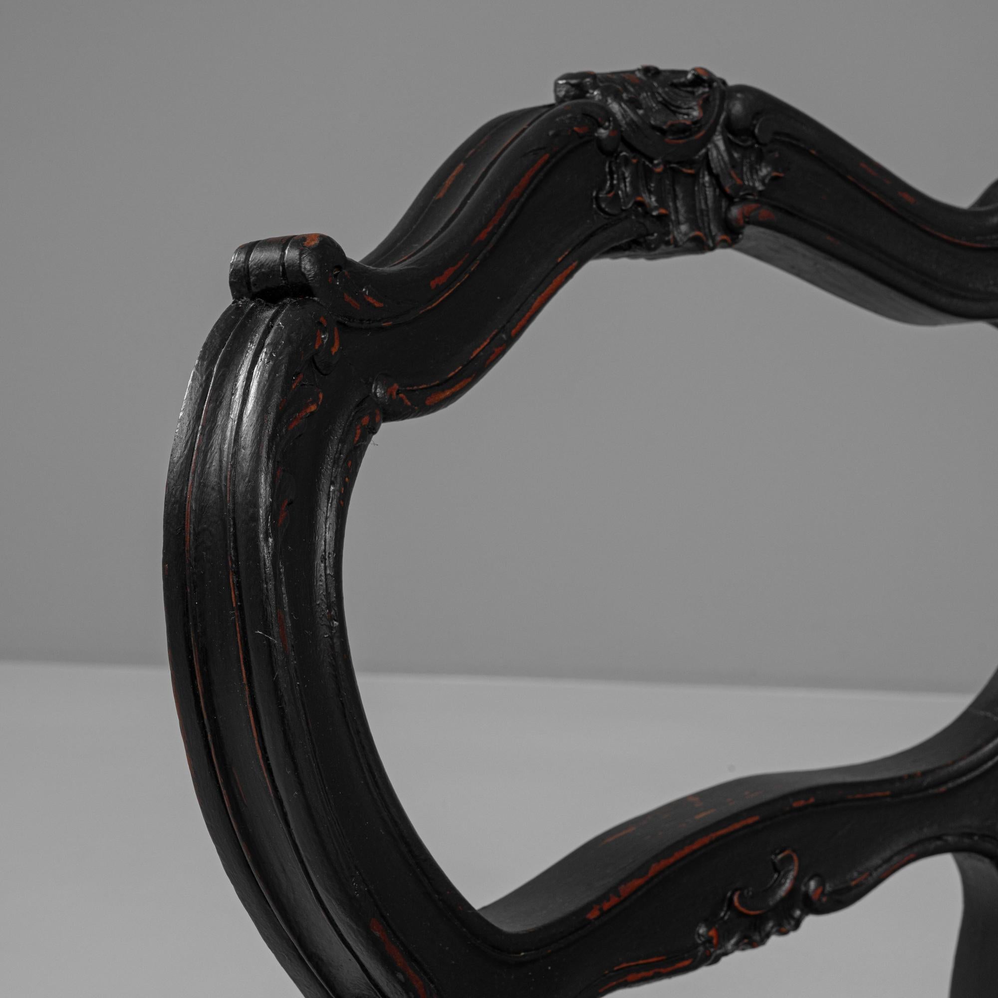19th Century French Wood Black Patinated Chairs, a Pair For Sale 7
