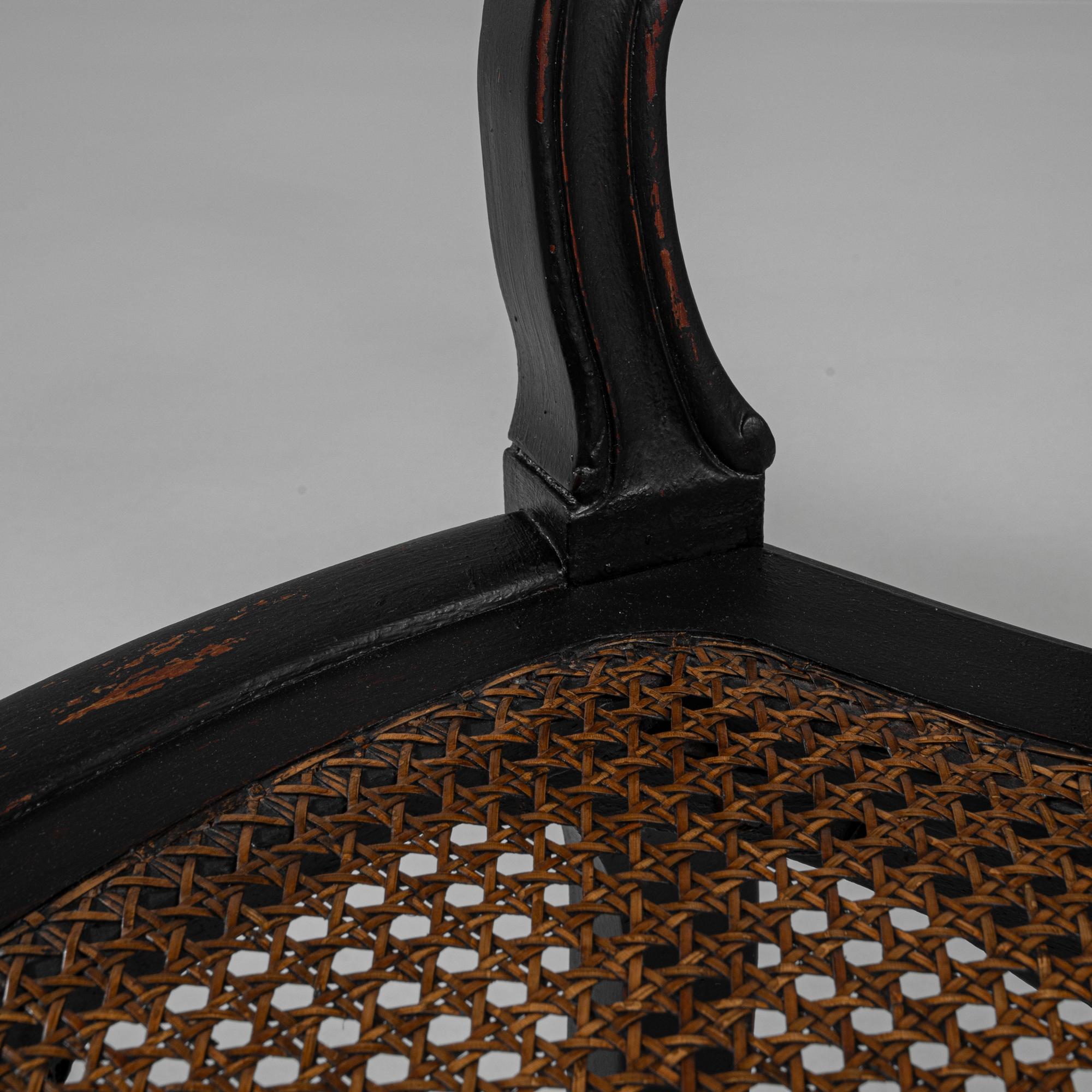 19th Century French Wood Black Patinated Chairs, a Pair For Sale 8