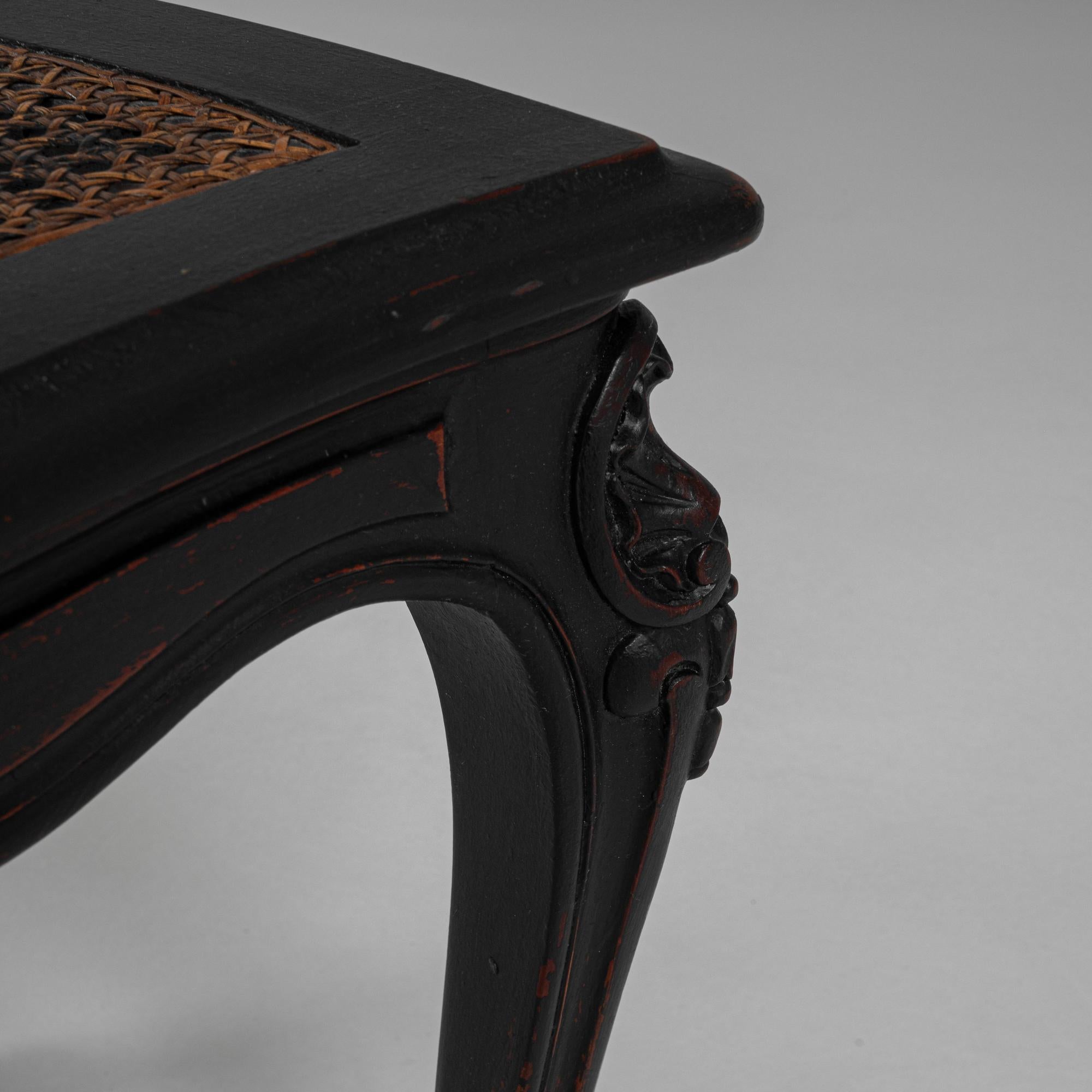 19th Century French Wood Black Patinated Chairs, a Pair For Sale 9