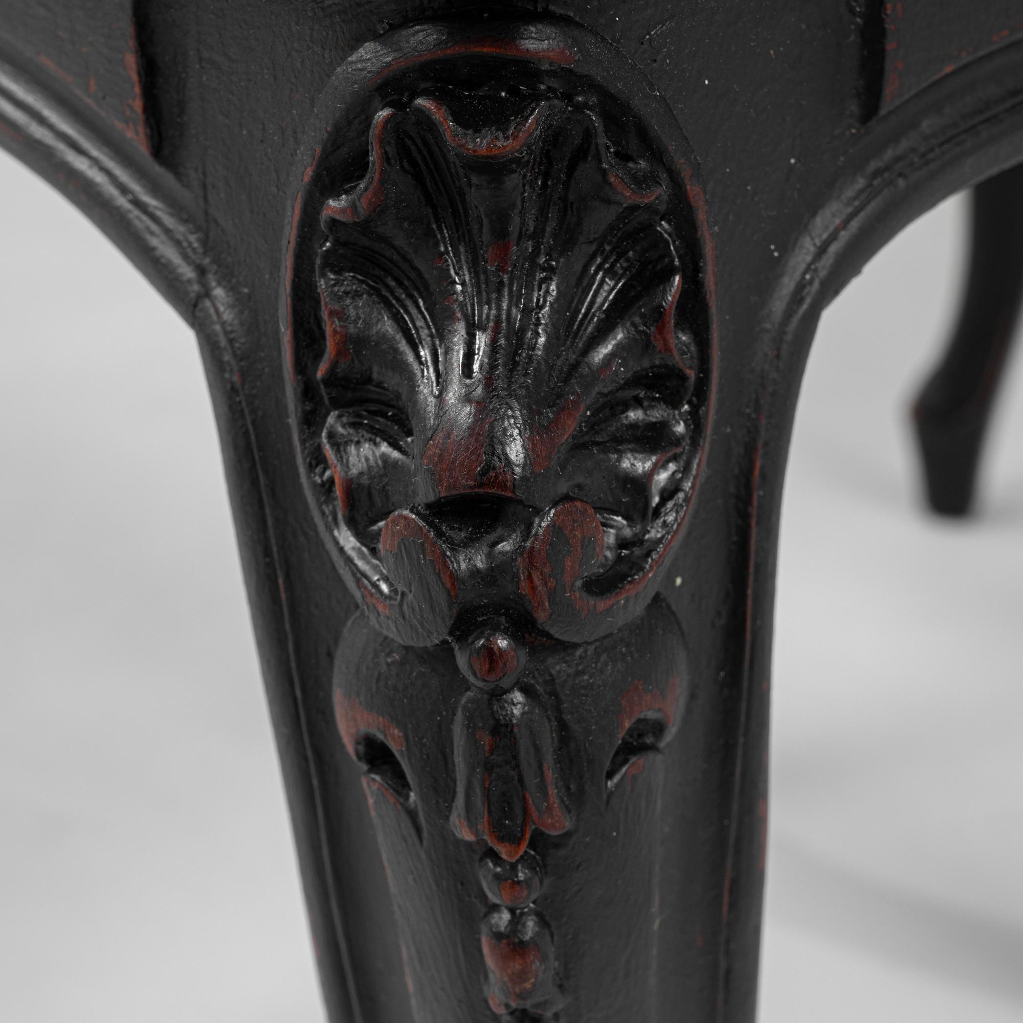 19th Century French Wood Black Patinated Chairs, a Pair For Sale 10