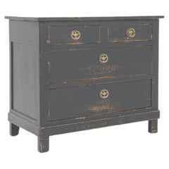 19th Century French Wood Black Patinated Chest Of Drawers