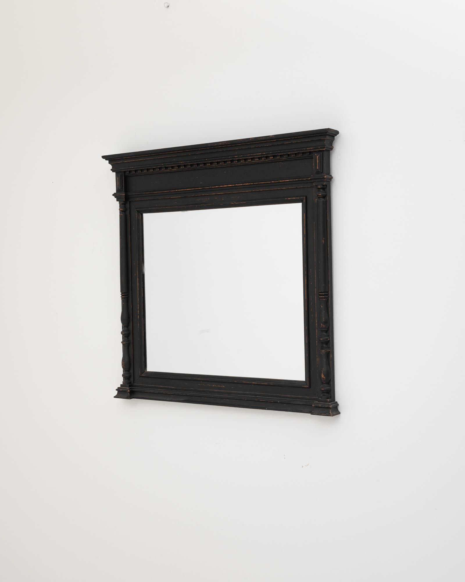19th Century French Wood Black Patinated Mirror In Good Condition For Sale In High Point, NC