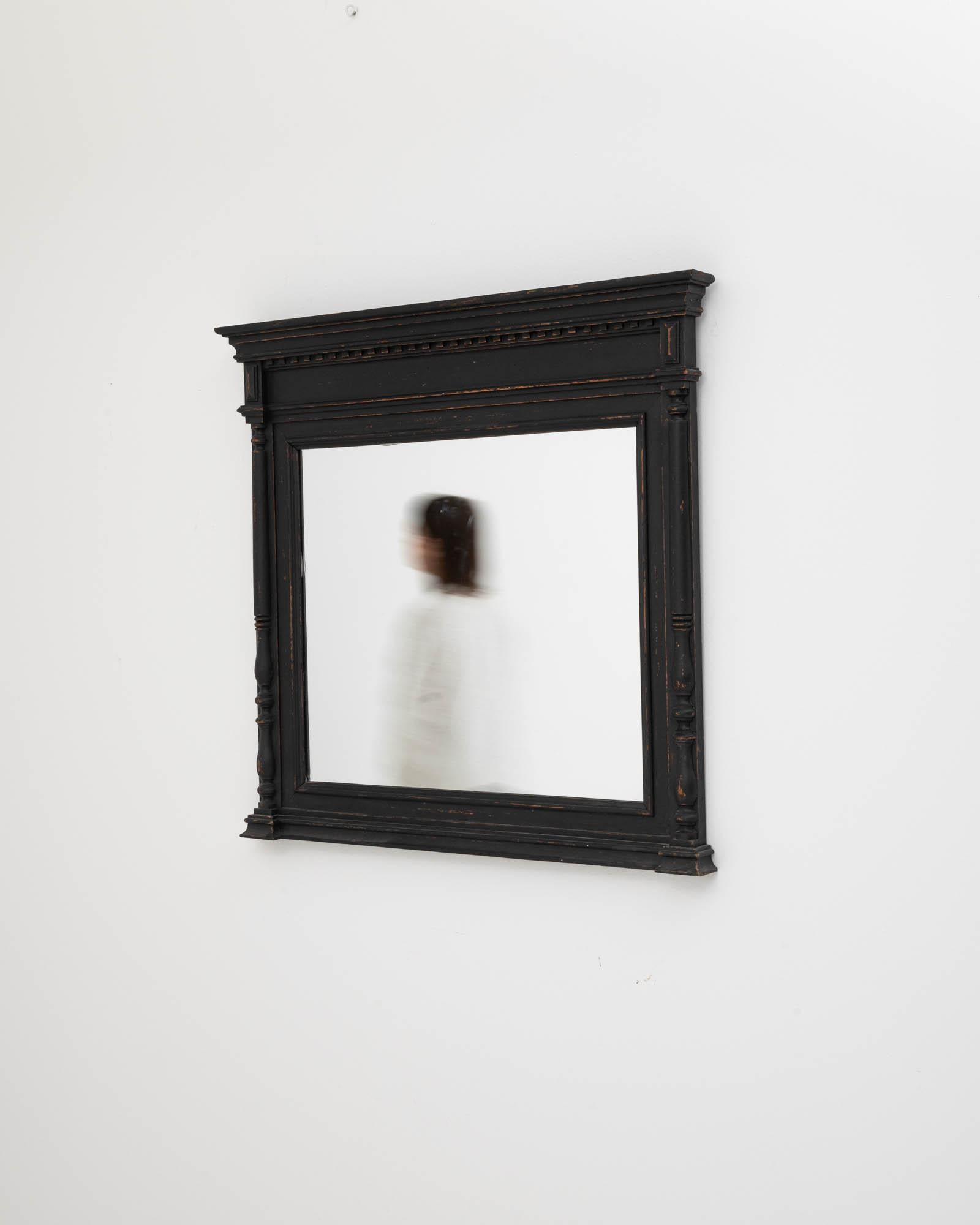 19th Century French Wood Black Patinated Mirror 2