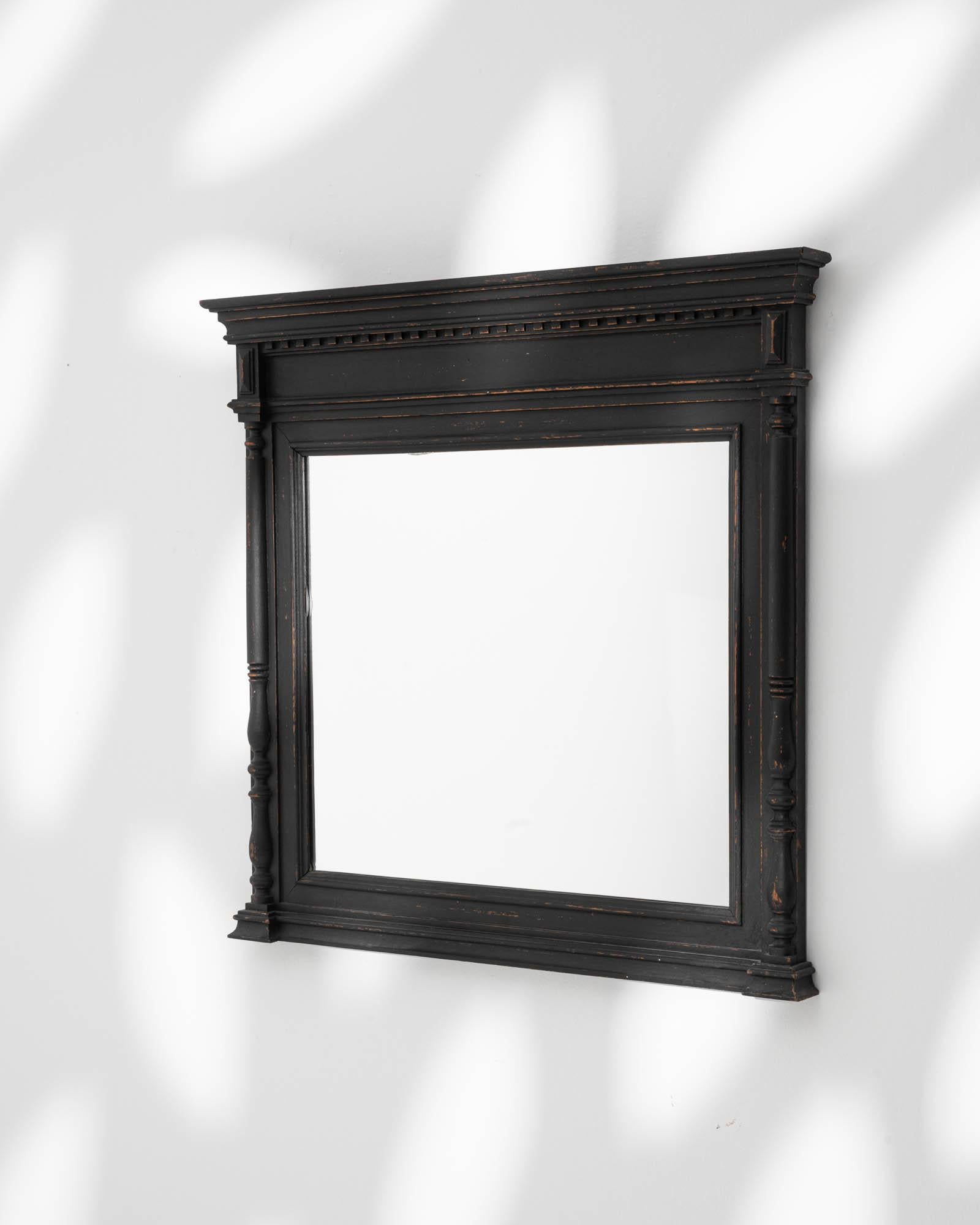 19th Century French Wood Black Patinated Mirror 3