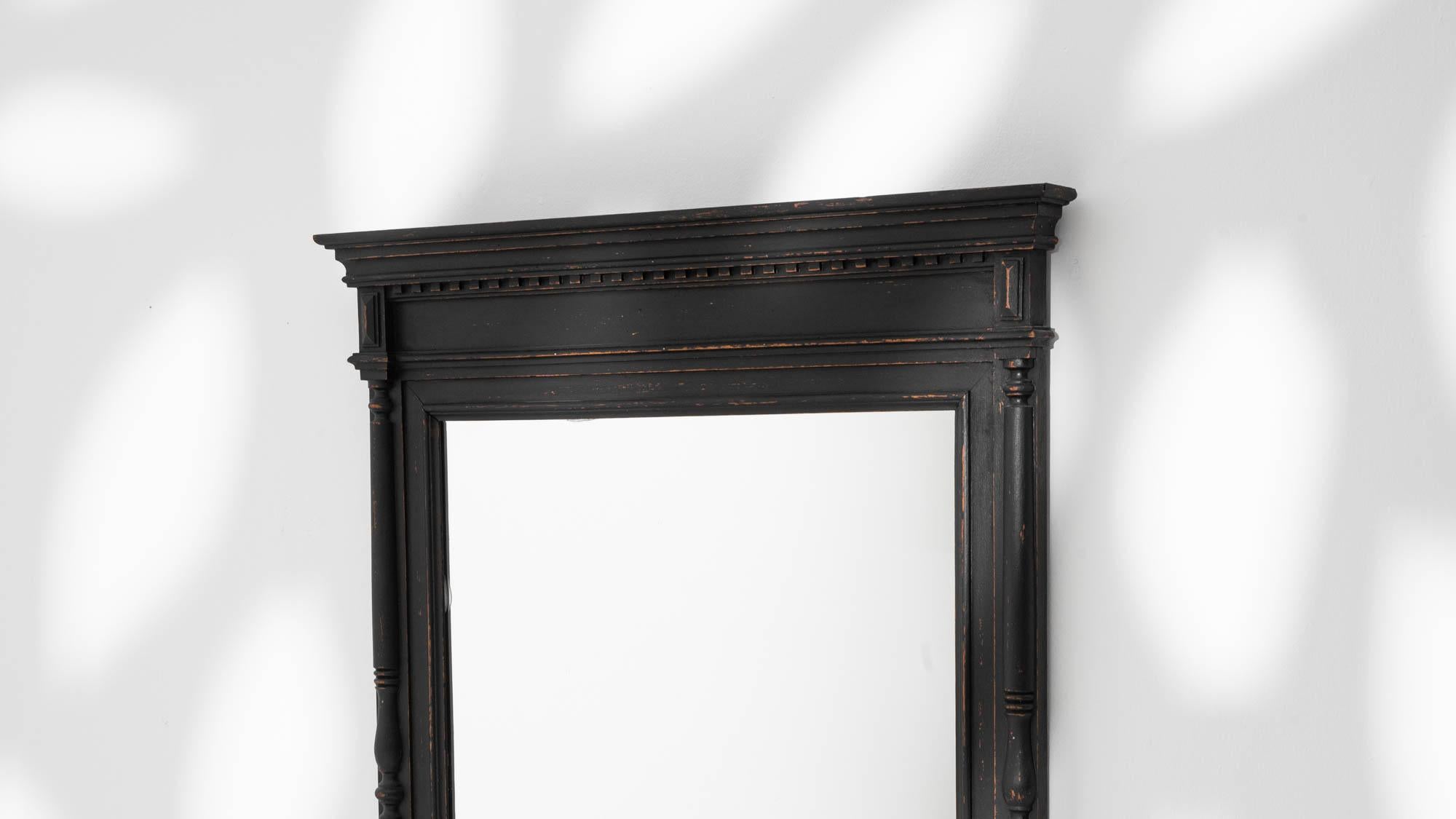 19th Century French Wood Black Patinated Mirror For Sale 4