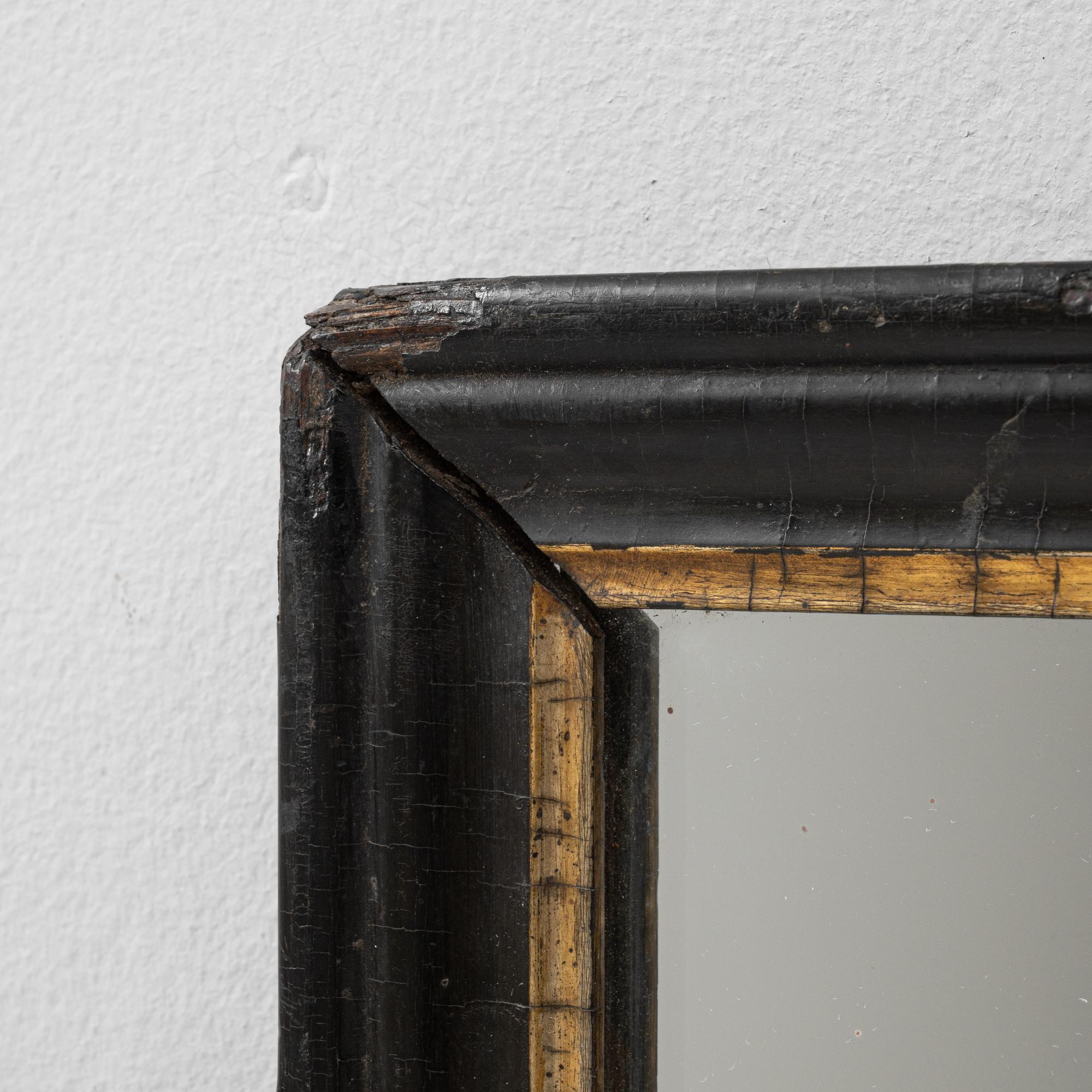 19th Century French Wood Black Patinated Mirror 5