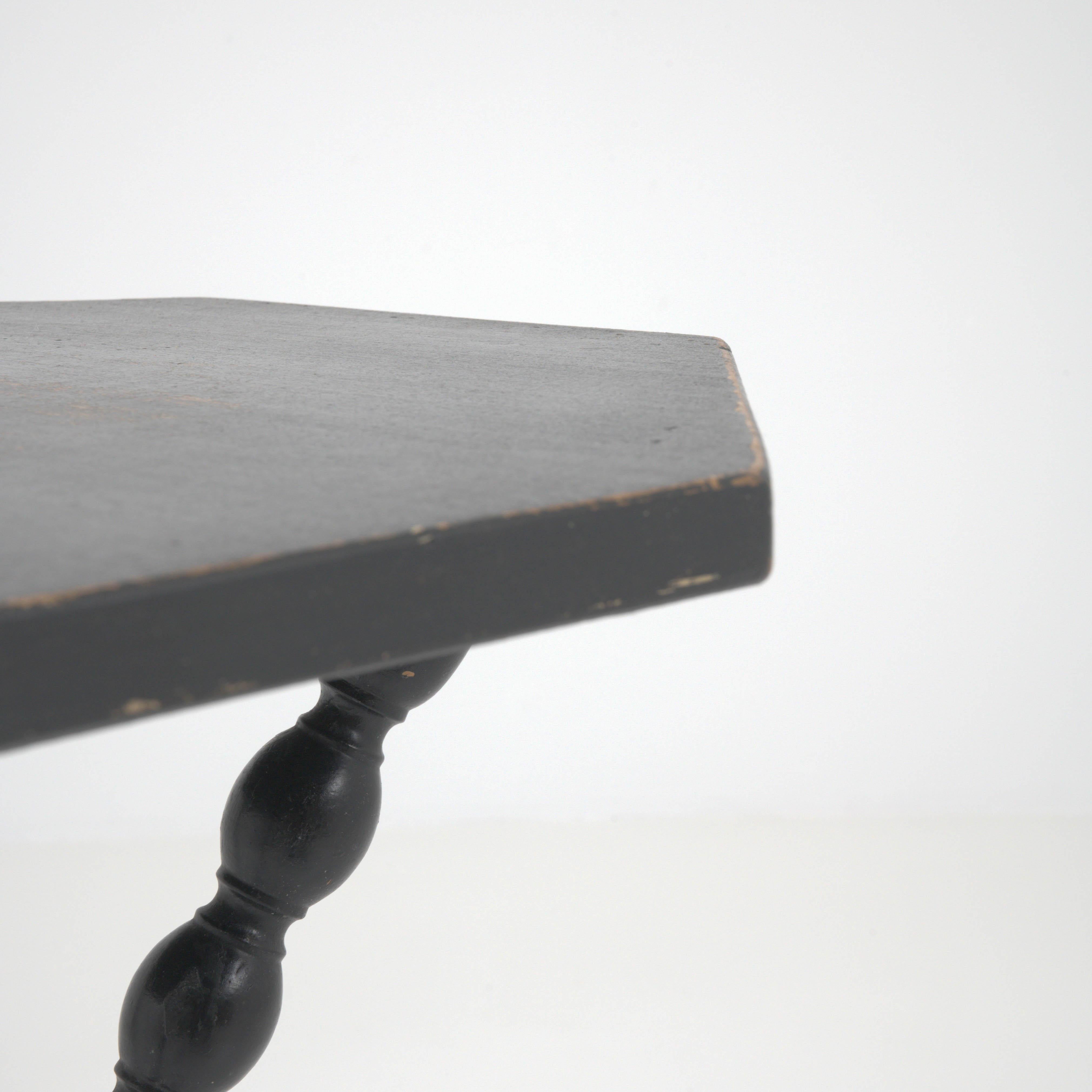 19th Century French Wood Black Patinated Side Table 4