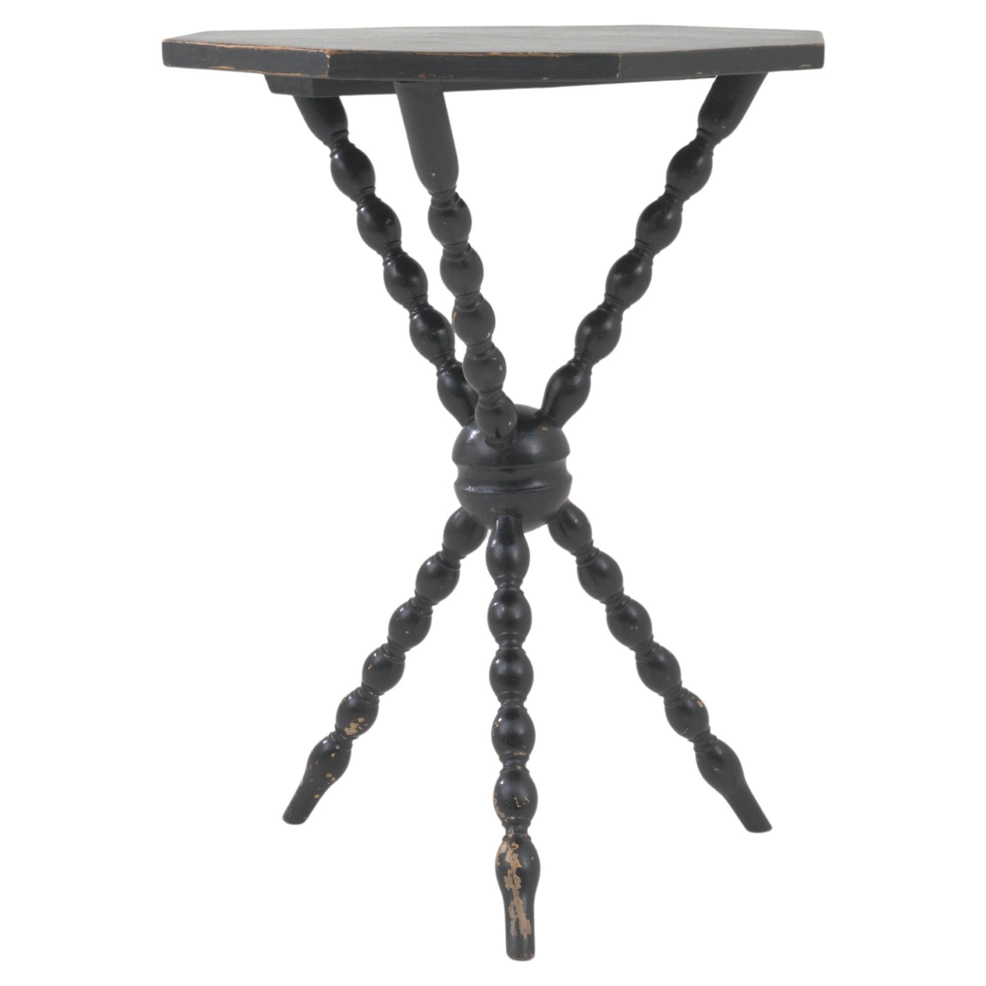 19th Century French Wood Black Patinated Side Table